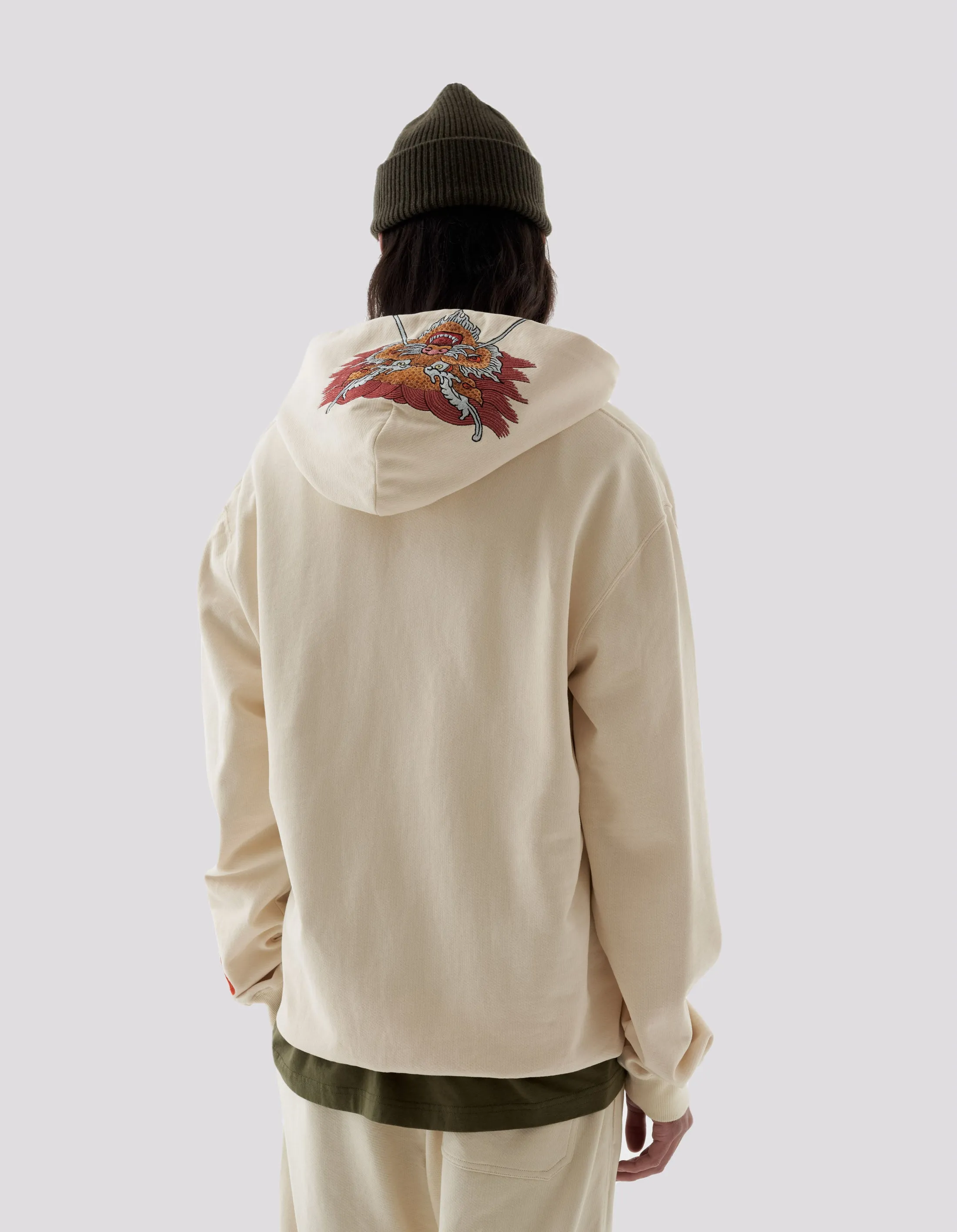 5016 Abundance Dragon Hooded Sweat Ecru