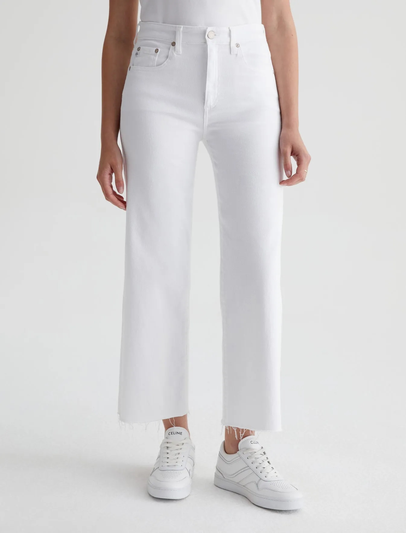 AG Saige Wide Leg Straight Crop Jean in Modern White