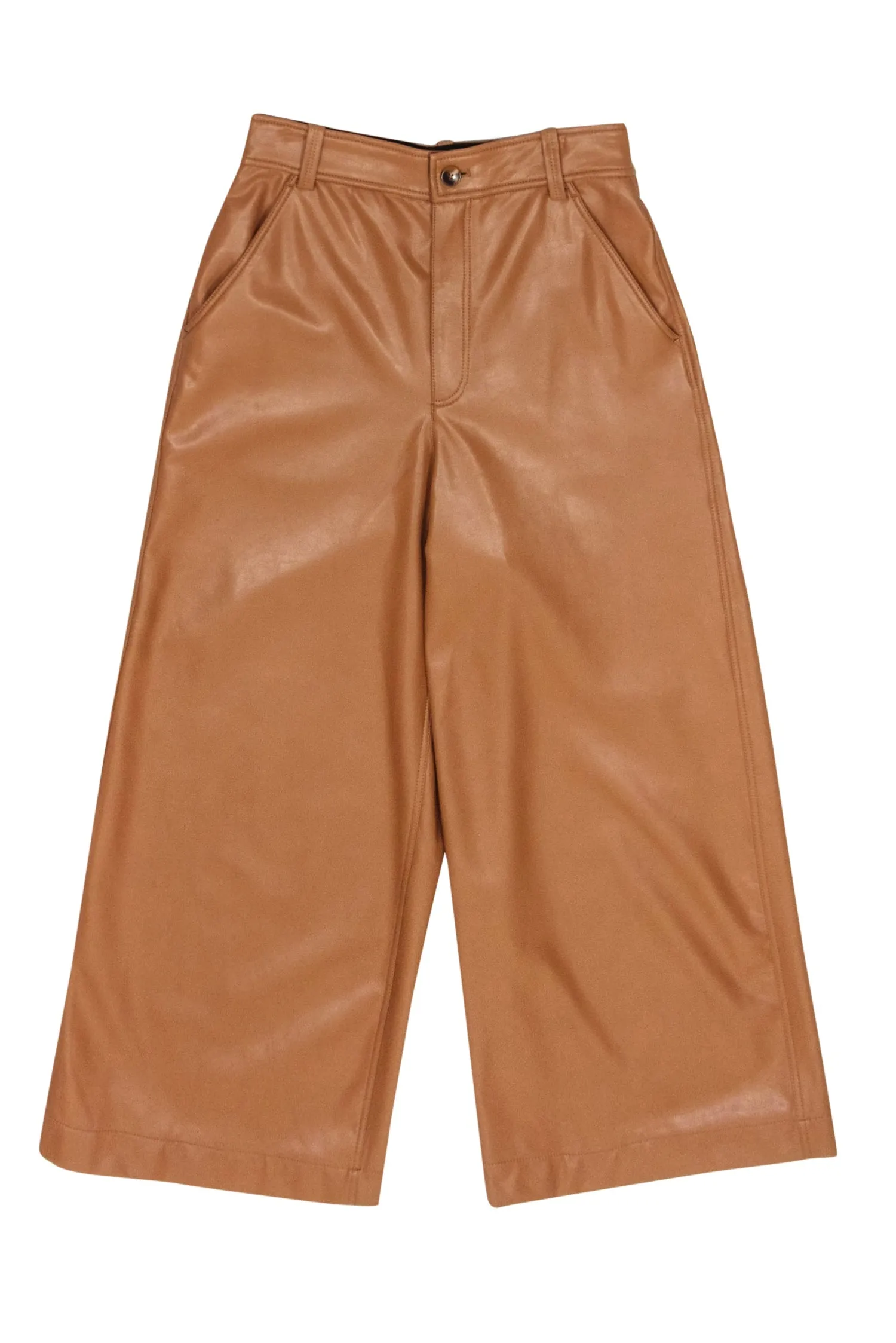 A.L.C. -  Tan Faux Leather Wide Leg Pants Sz 2