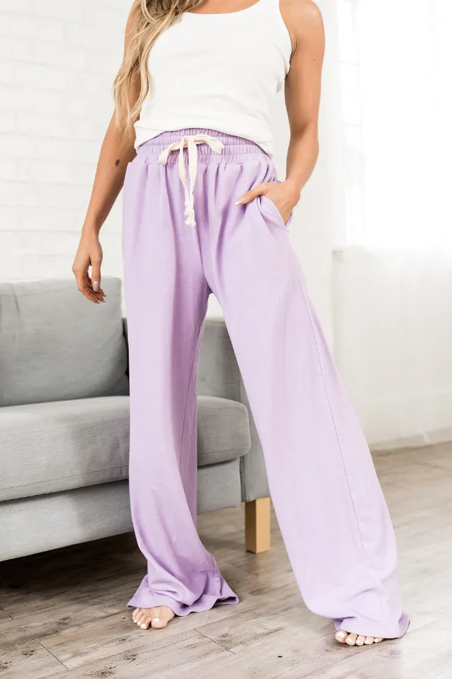 Ampersand Avenue Performance Fleece Free Time Wide Leg Comfy Pant - Wisteria