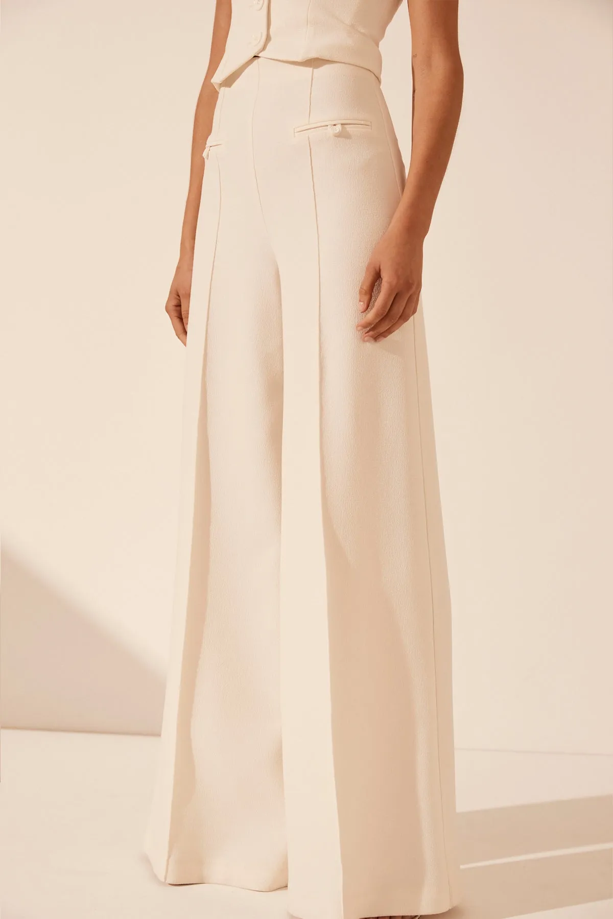 AMURA HIGH WAISTED WIDE LEG PANT - CREAM