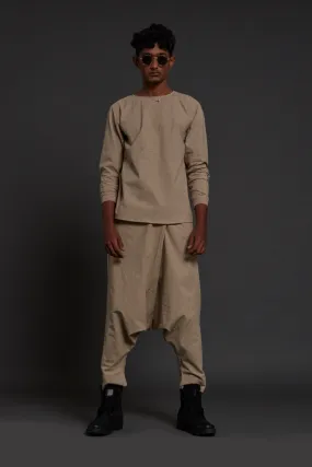 Beige Drop Crotch Pants