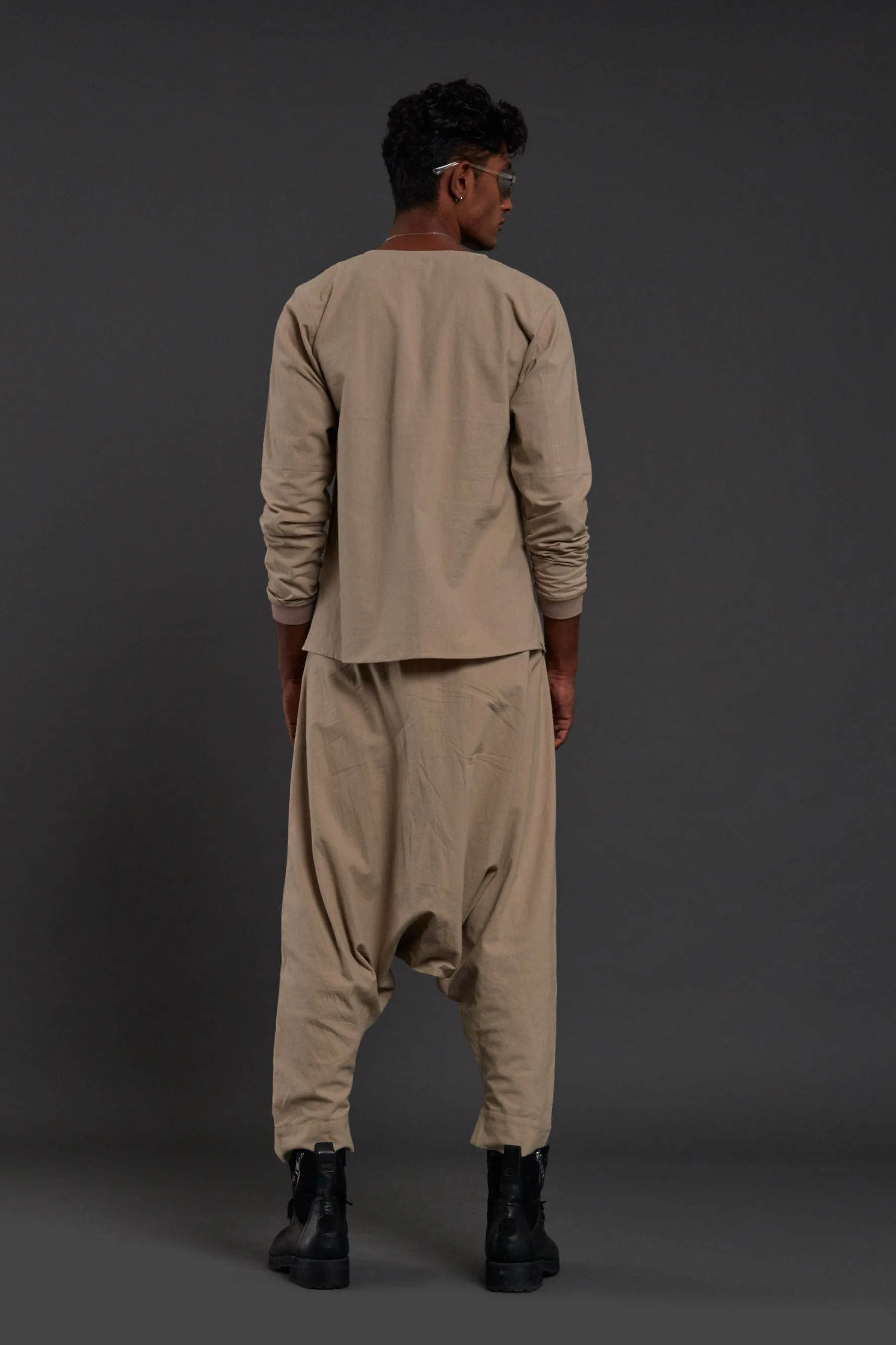 Beige Drop Crotch Pants