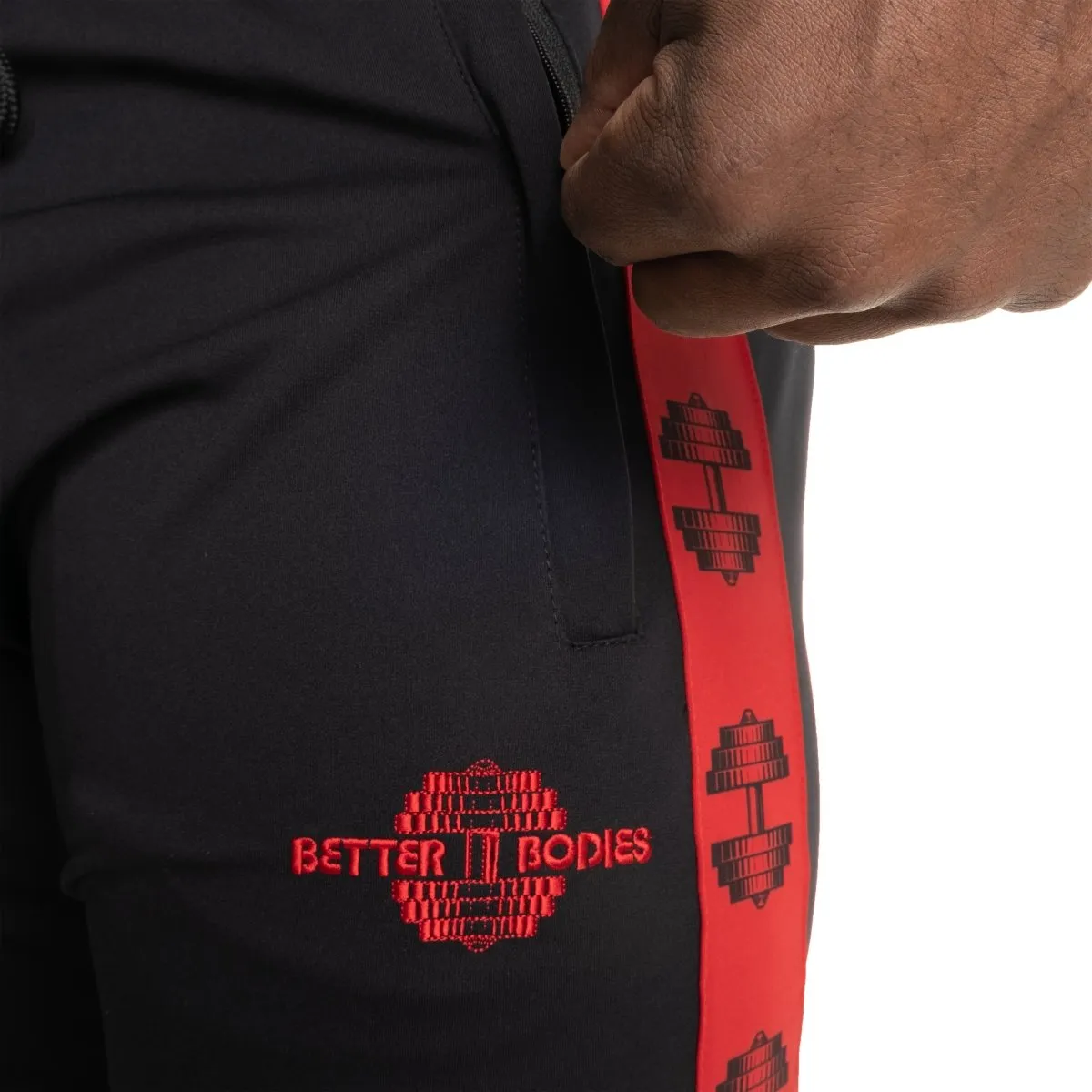 Better Bodies Bronx Track Pants - Black/Red