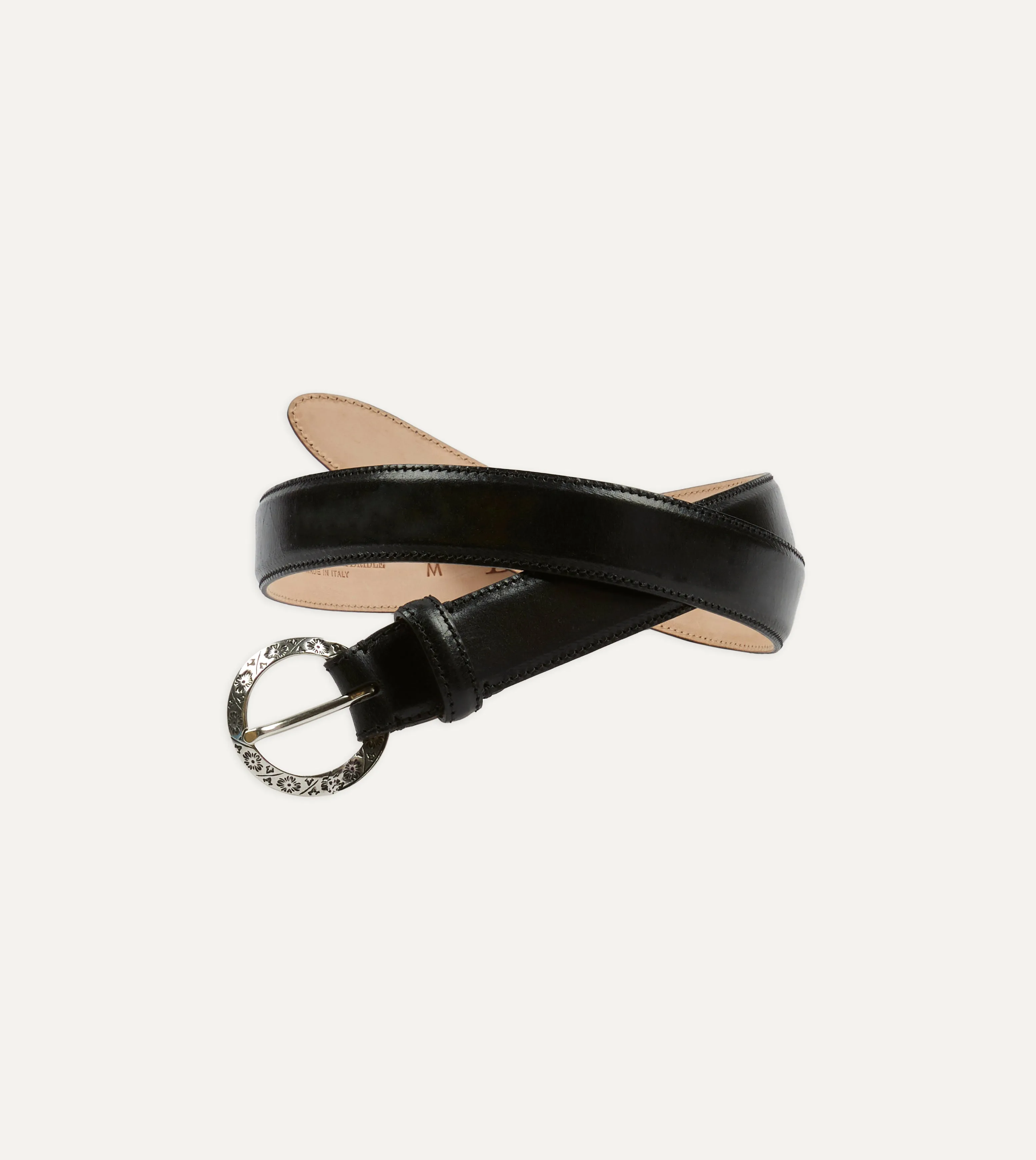 Black Bridle Calf Leather Western Belt