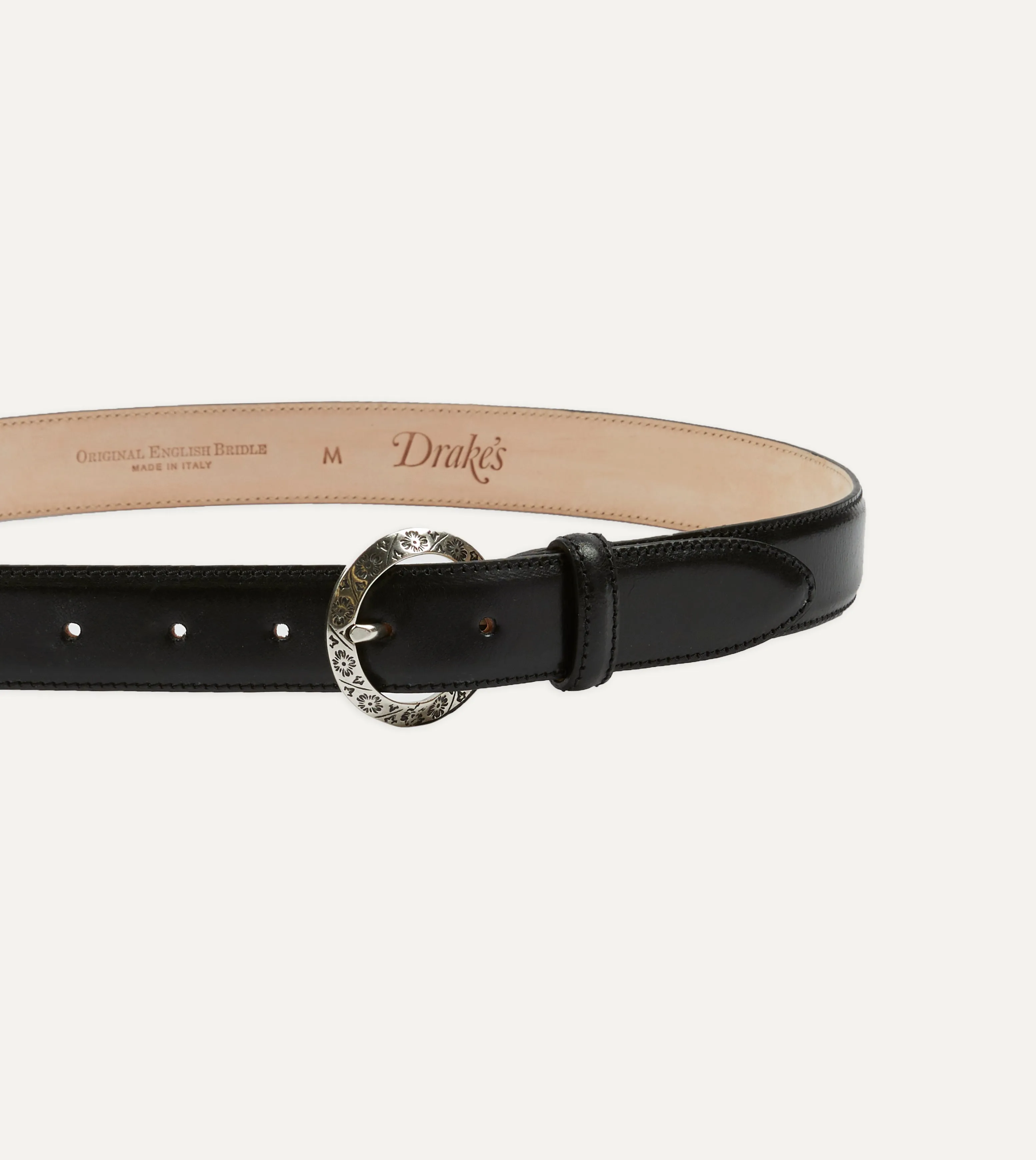 Black Bridle Calf Leather Western Belt