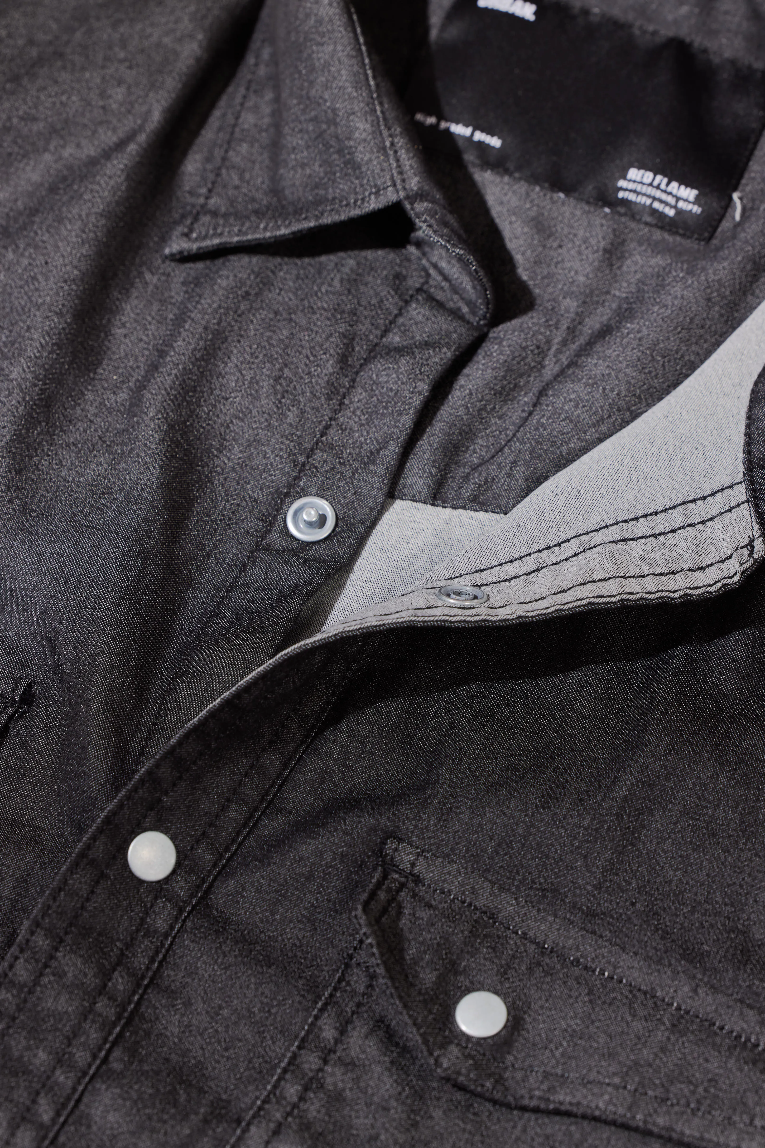 Black Stretch Denim Cargo Shirt