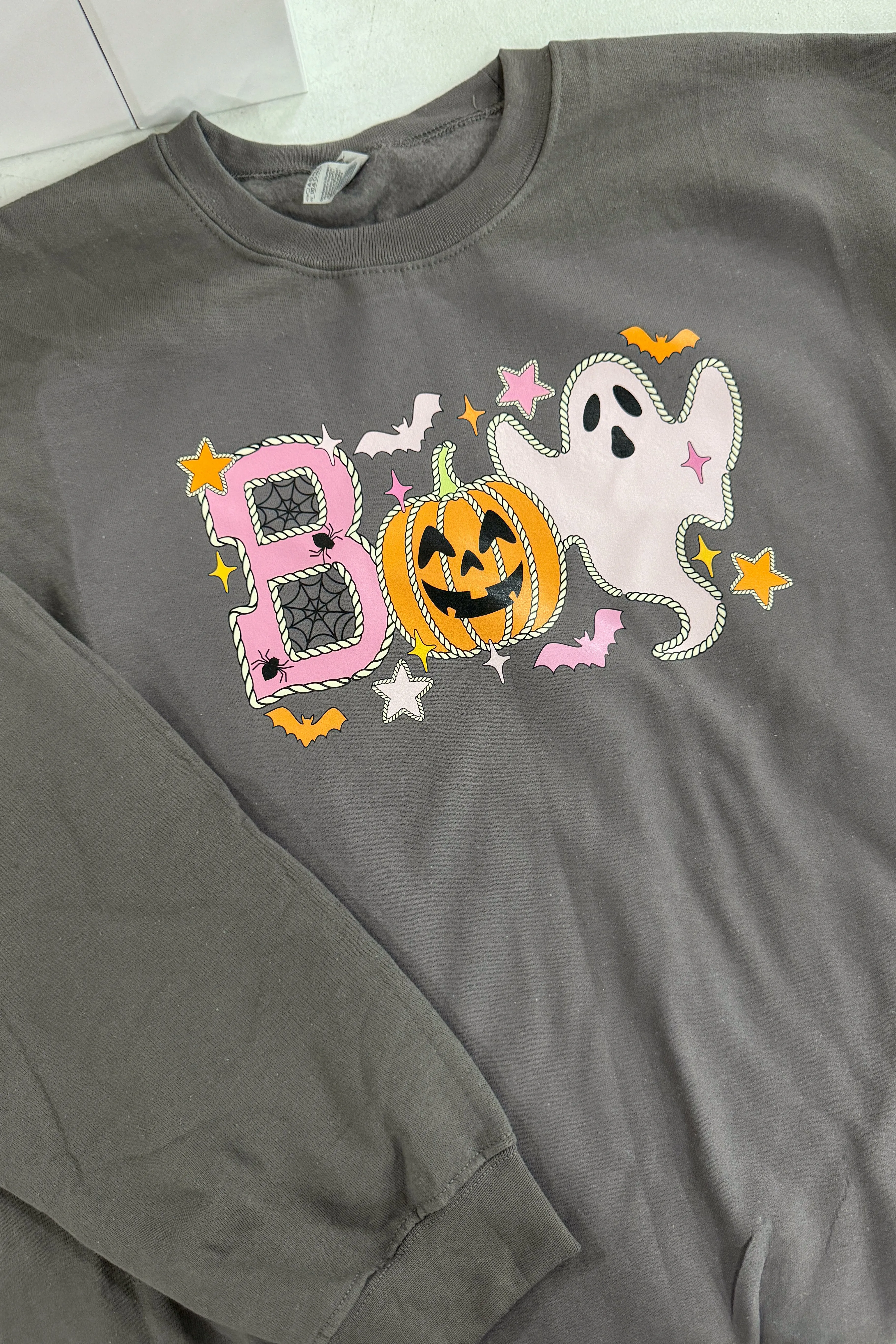 Boo Western Graphic Crewneck Sweater, Charcoal