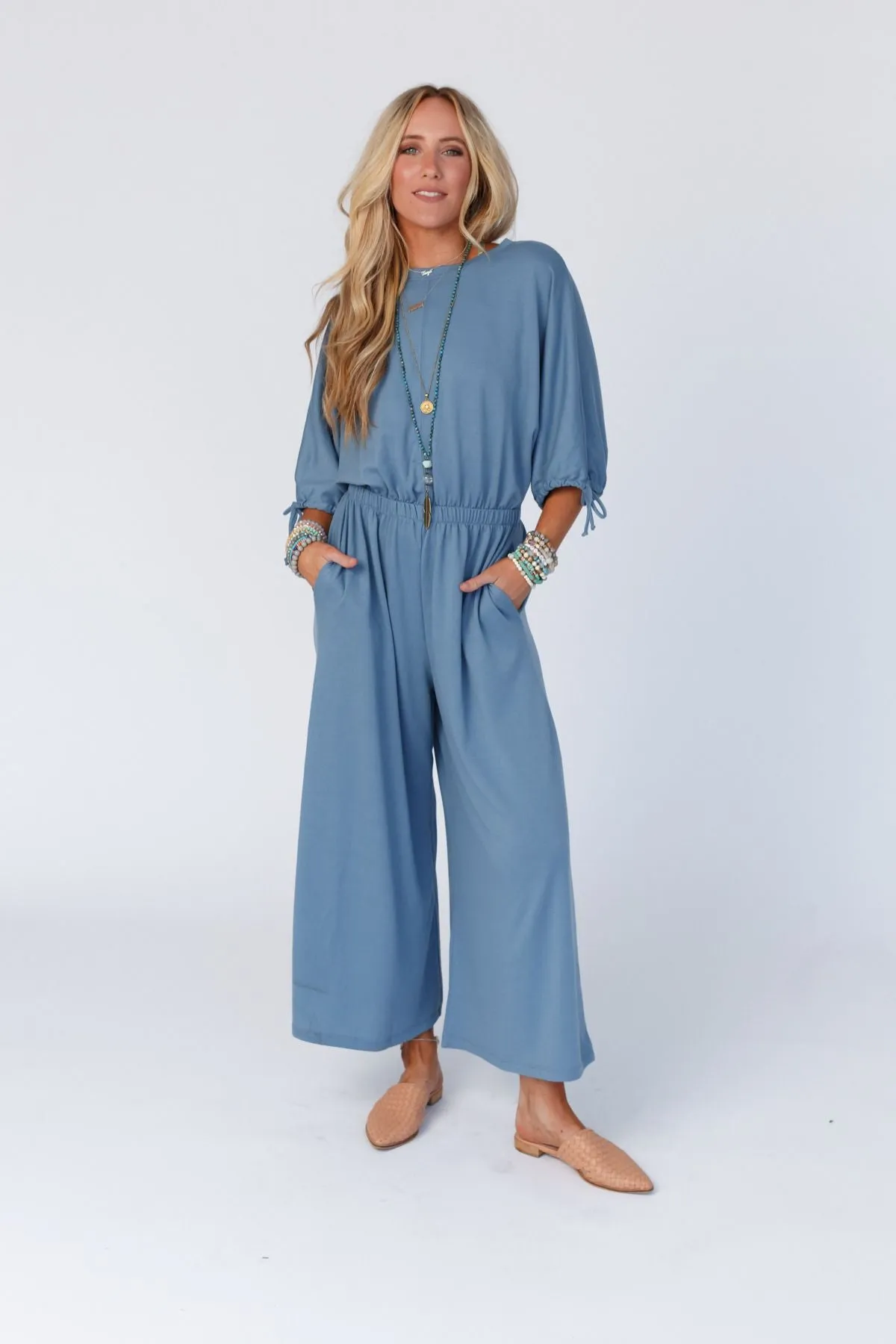 Carolina Comfy Wide Leg Jumpsuit -  Gun Metal