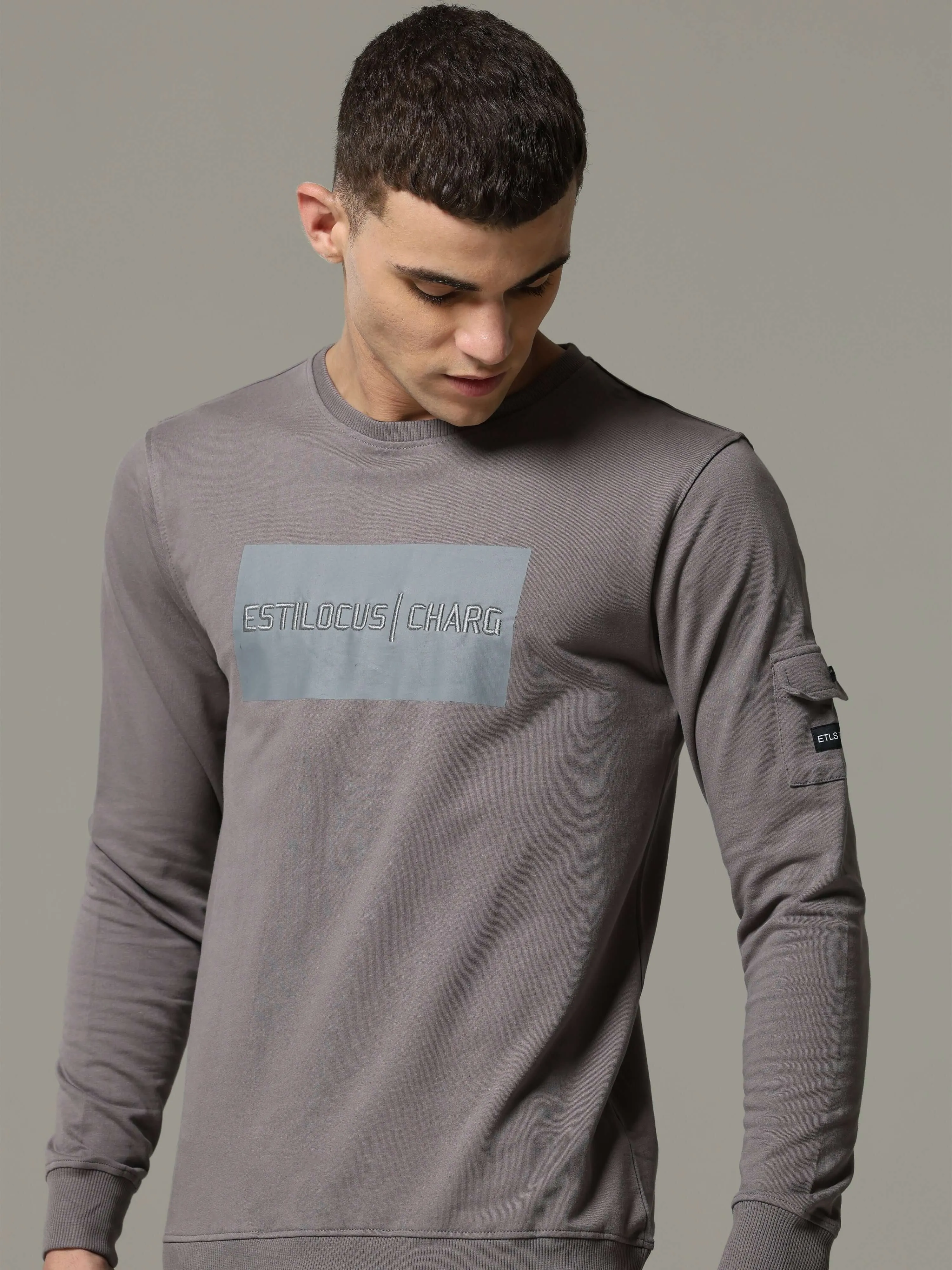 Charg Cargo Steel Grey Sweat Shirt