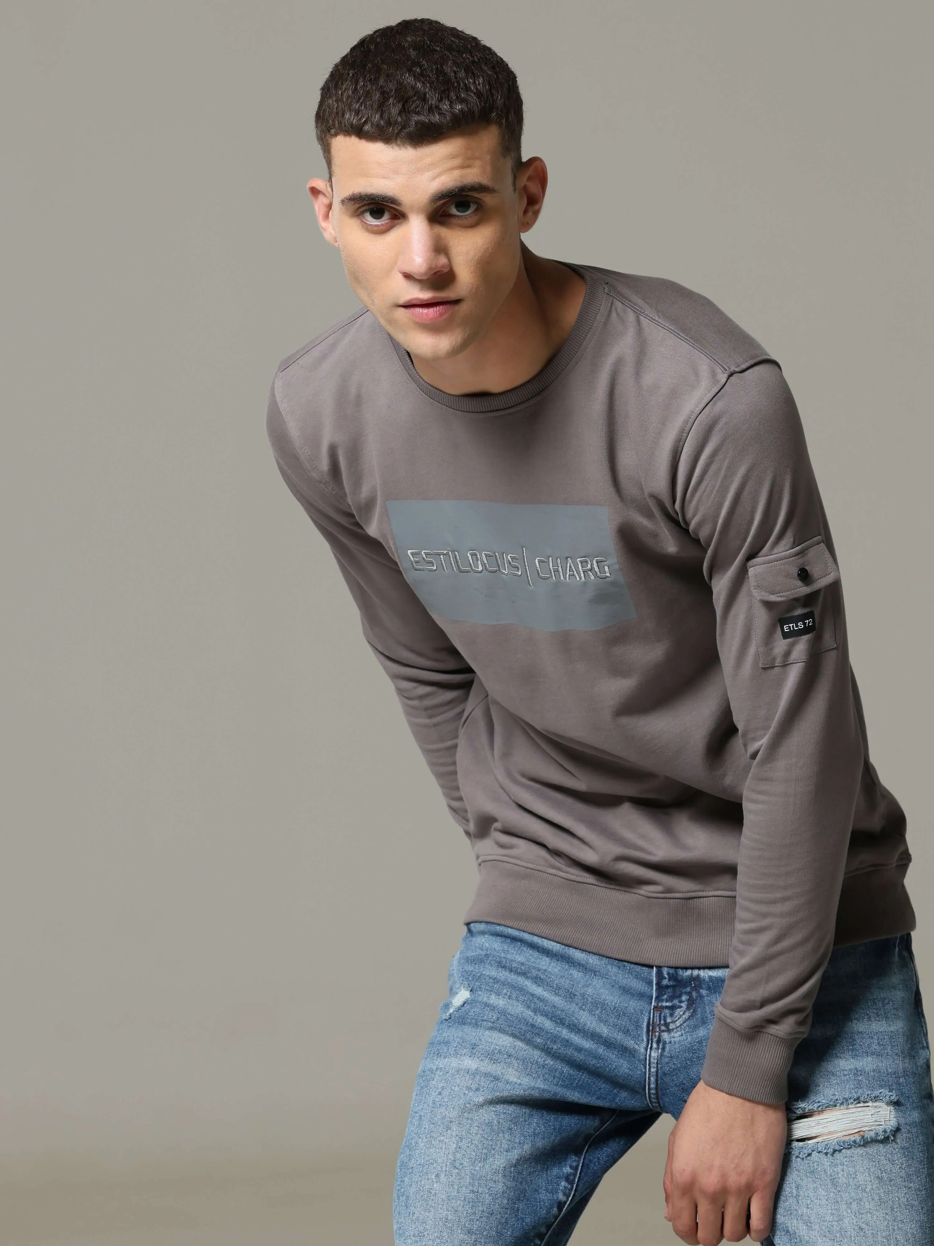 Charg Cargo Steel Grey Sweat Shirt