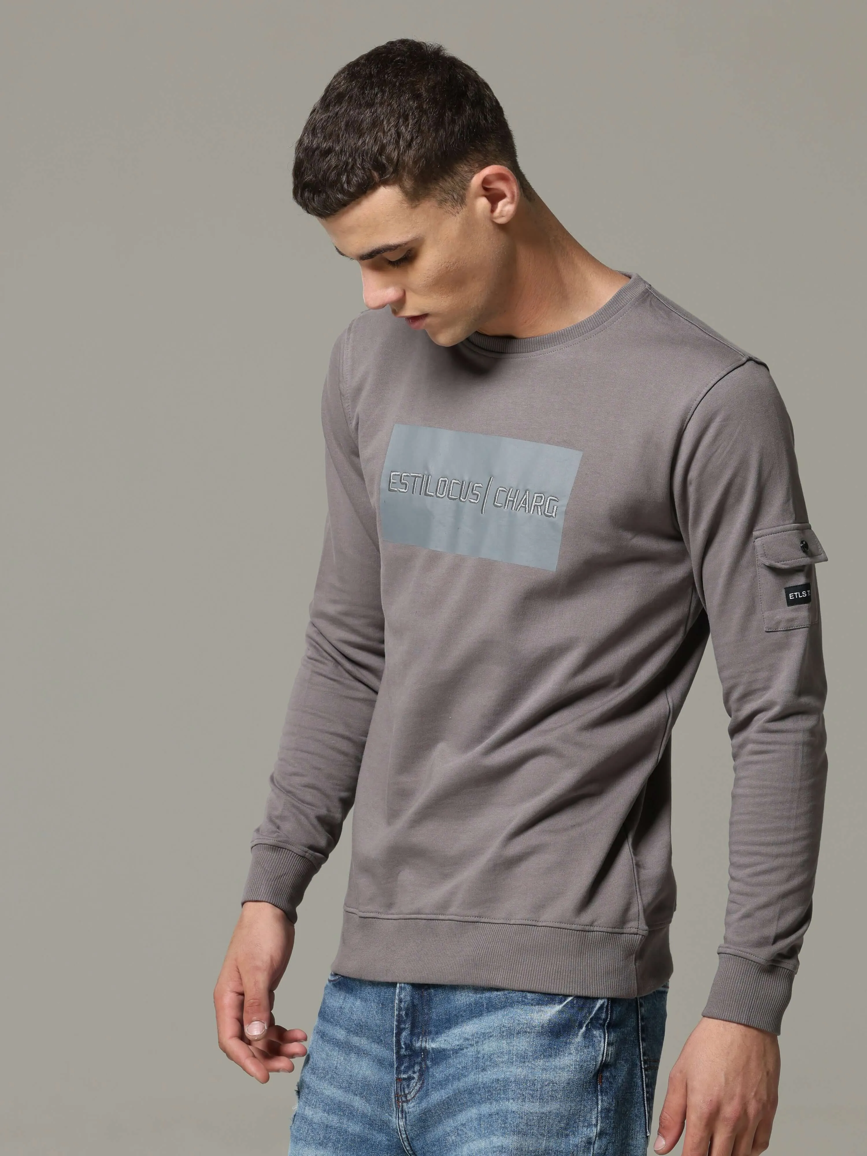 Charg Cargo Steel Grey Sweat Shirt