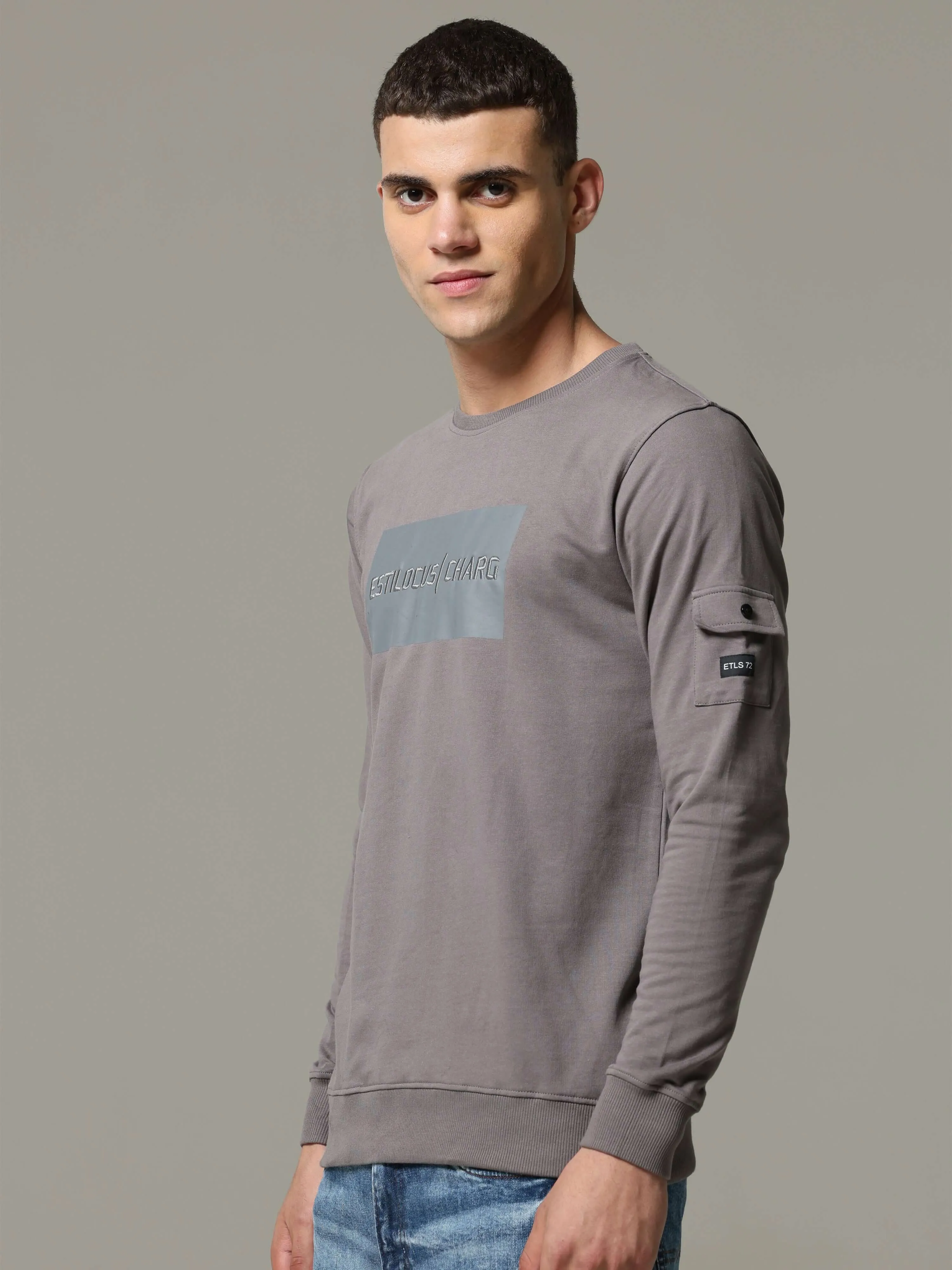 Charg Cargo Steel Grey Sweat Shirt