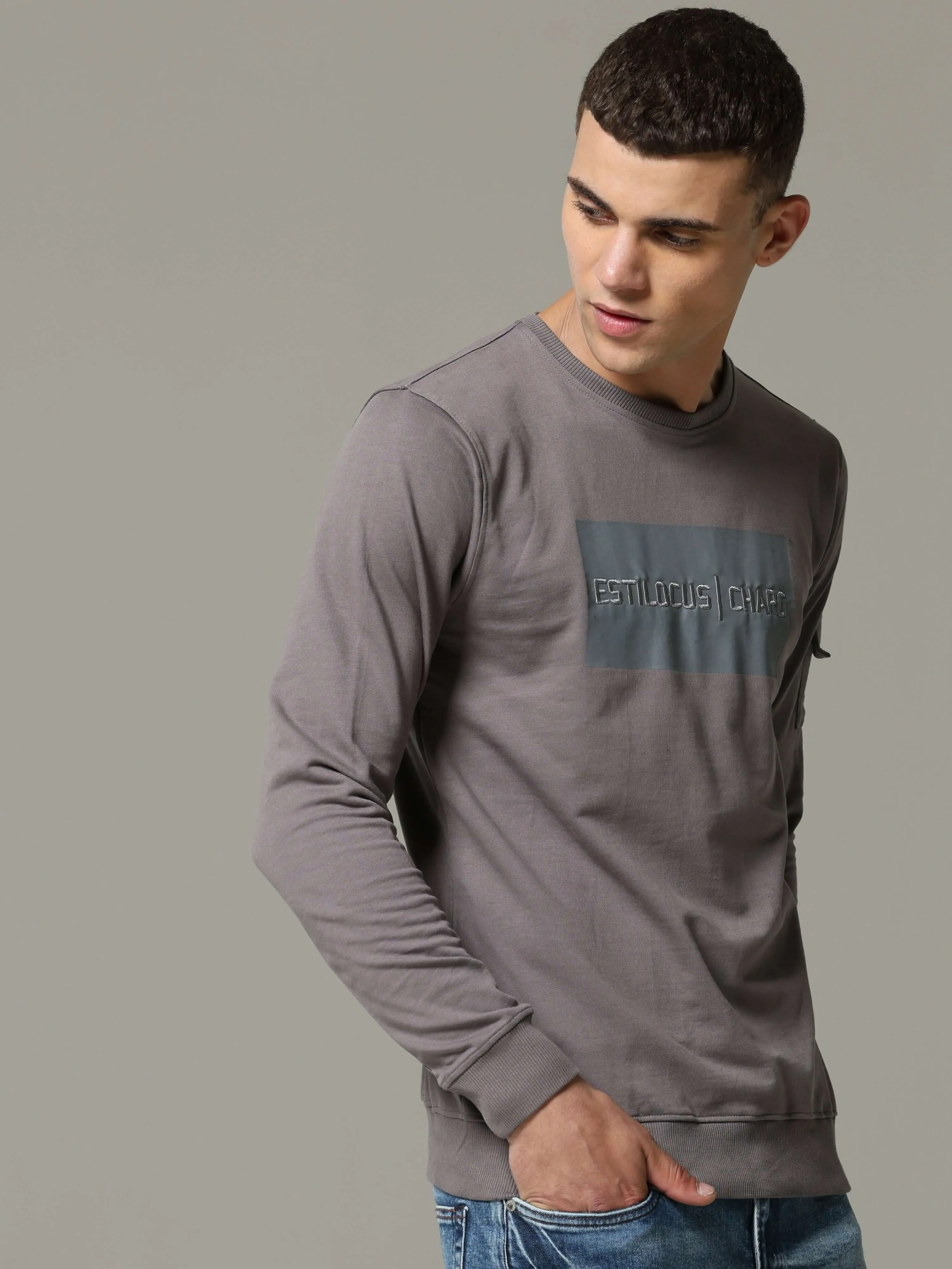 Charg Cargo Steel Grey Sweat Shirt