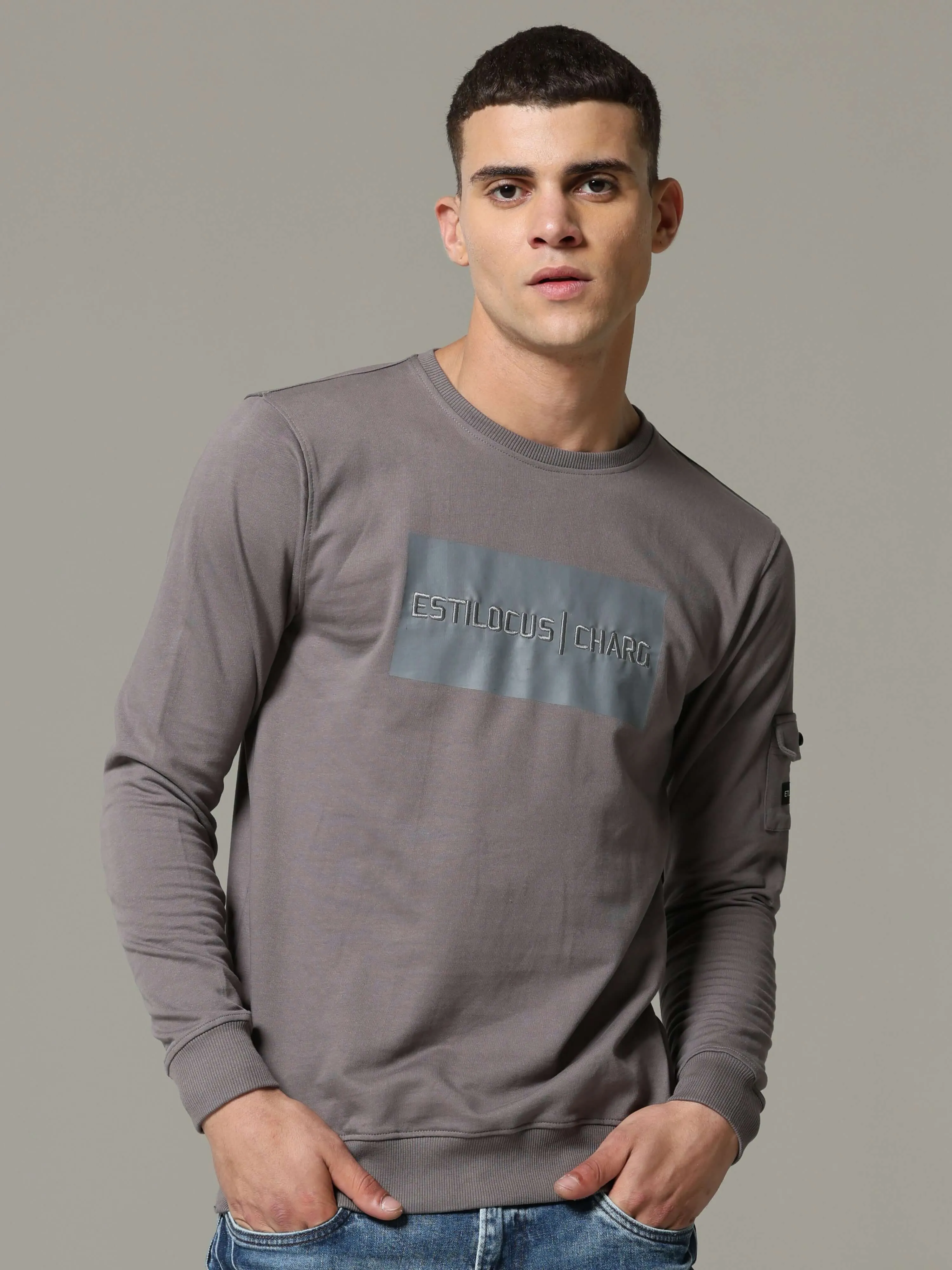 Charg Cargo Steel Grey Sweat Shirt