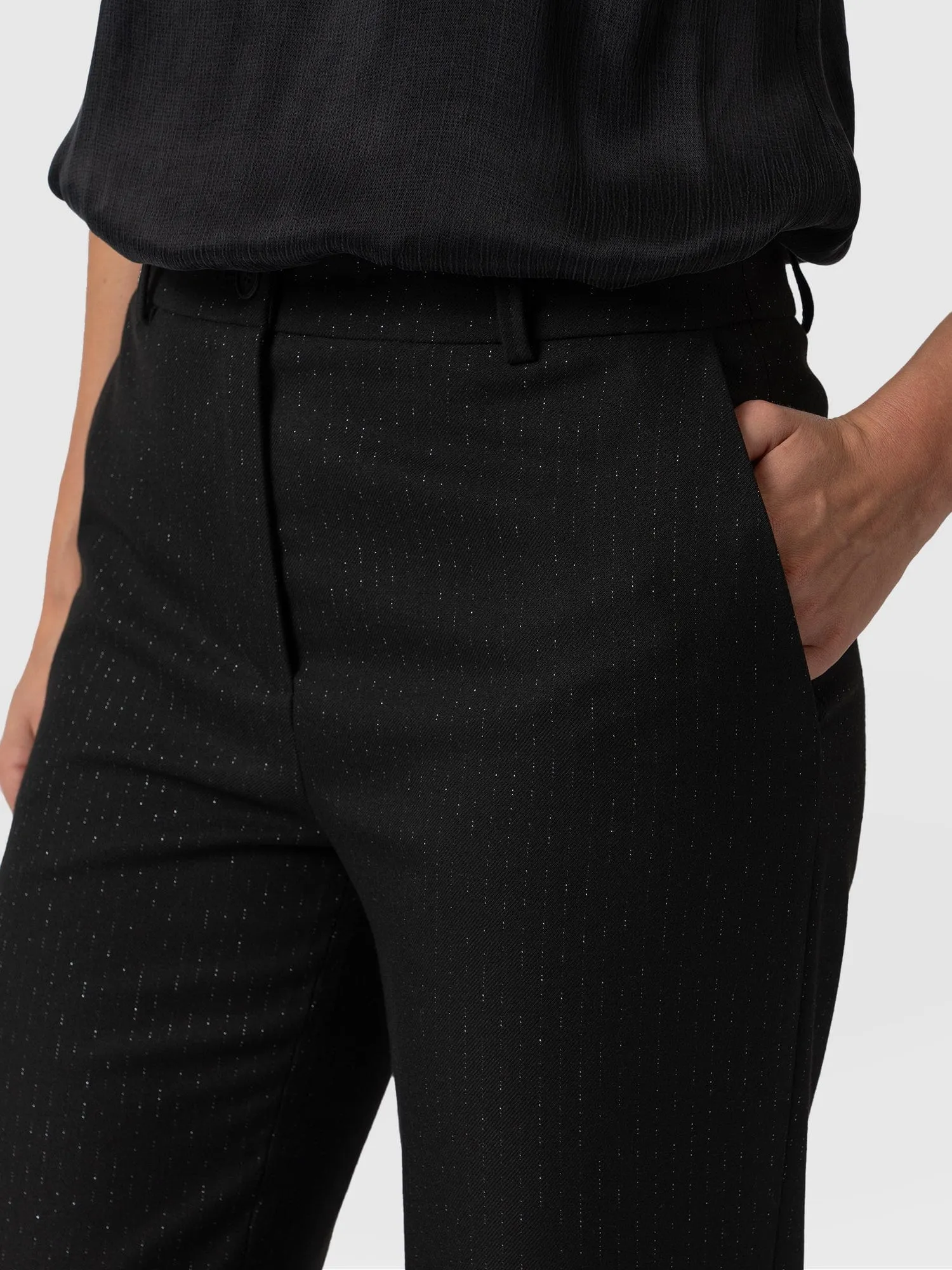 Chester Straight Leg Pant - Black Pinstripe