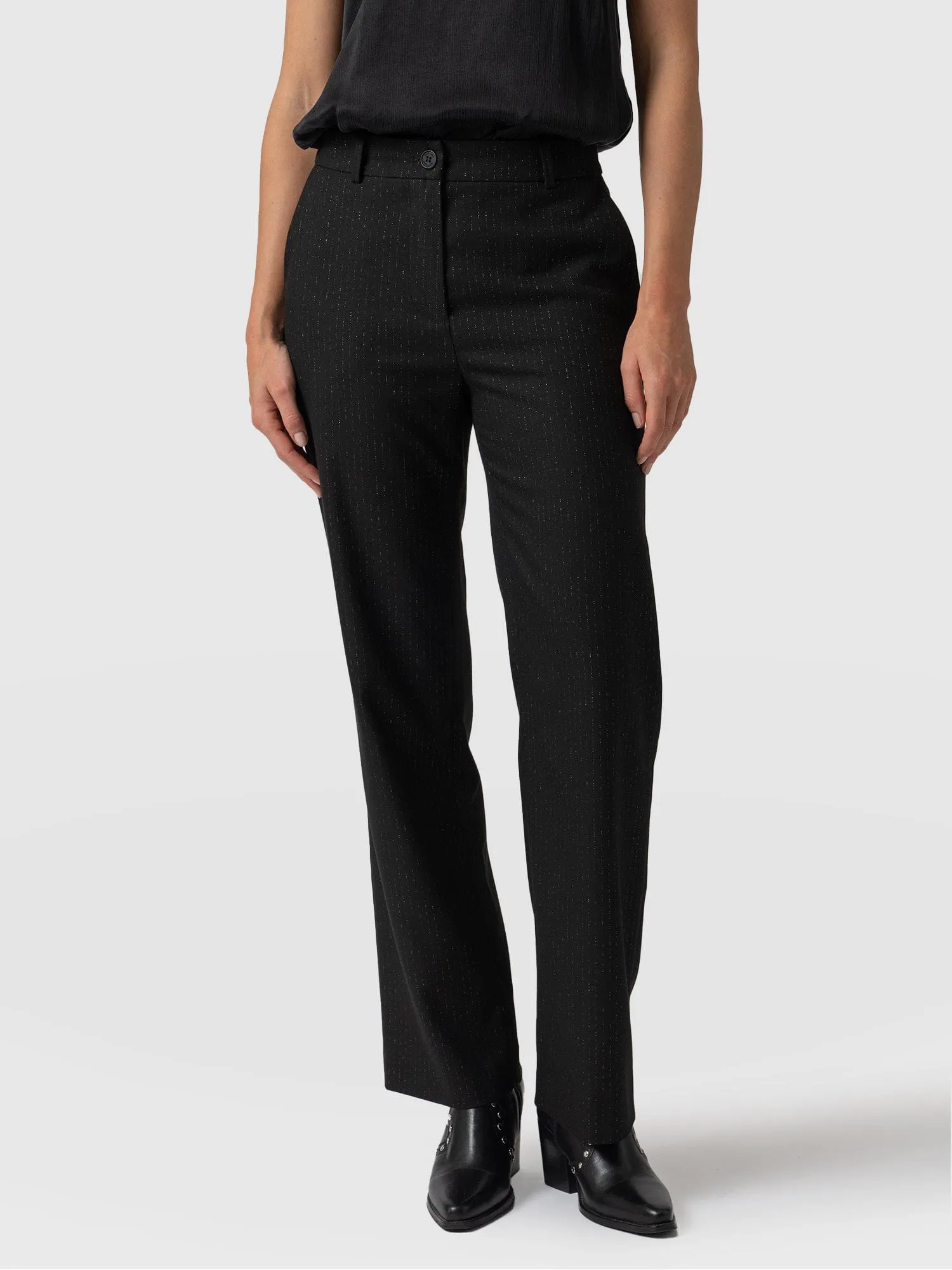 Chester Straight Leg Pant - Black Pinstripe