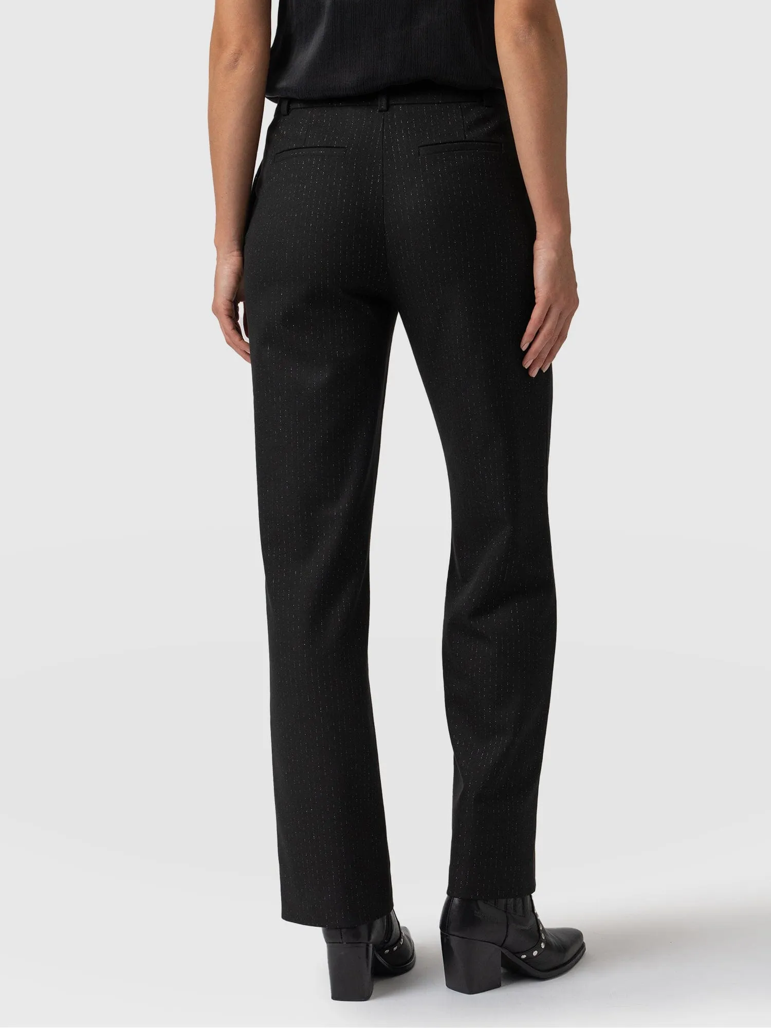 Chester Straight Leg Pant - Black Pinstripe