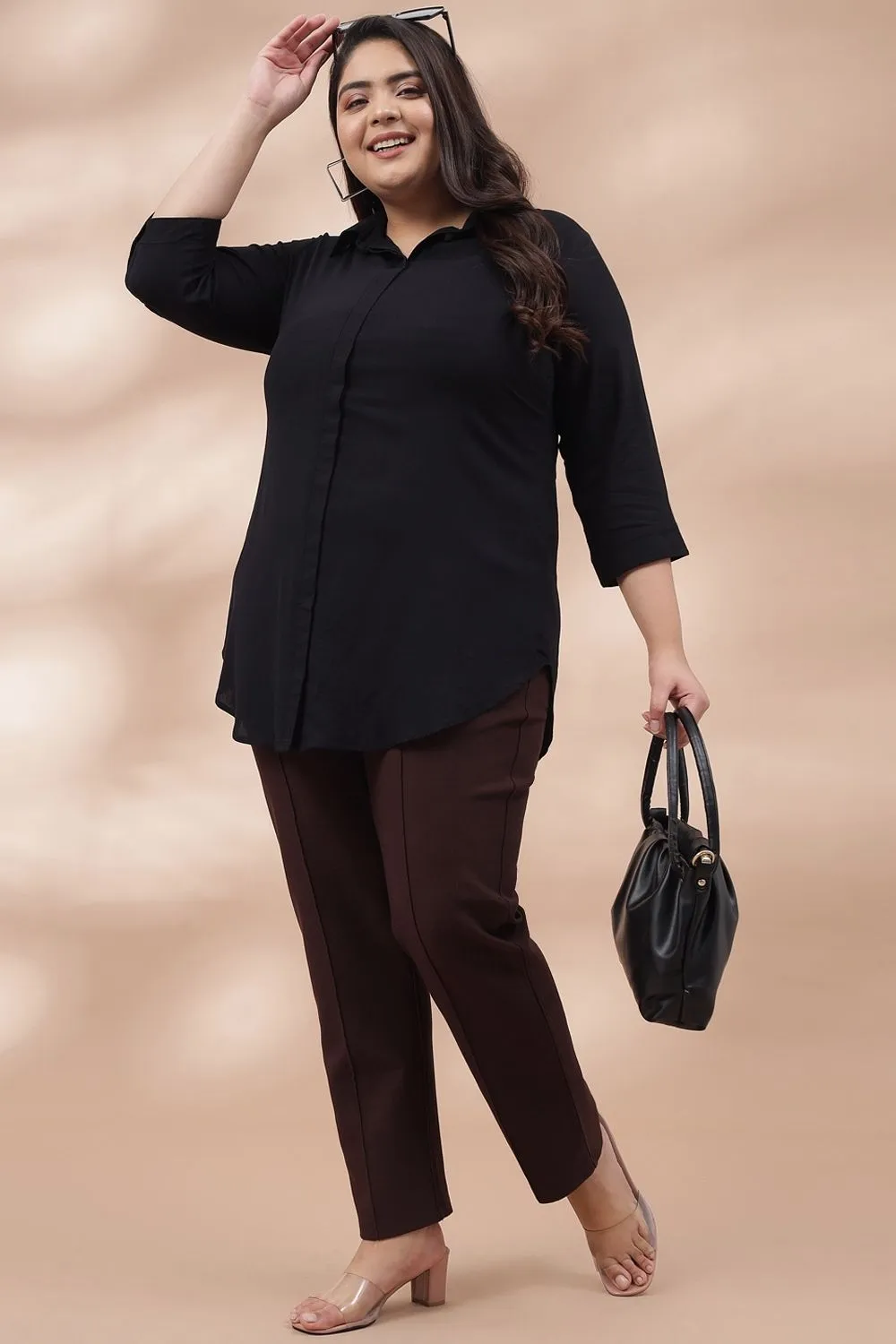 Choco Brown Crease Seam Tummy Tucker Pants