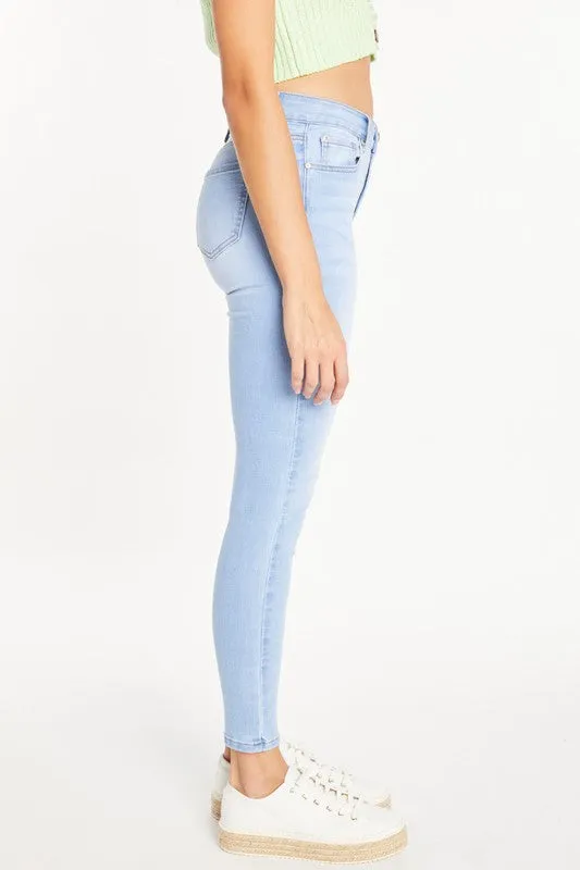 Classic High Rise Denim Skinny Jeans - Light Blue