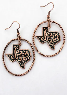 Coppertone Texas Hoop Western Earrings