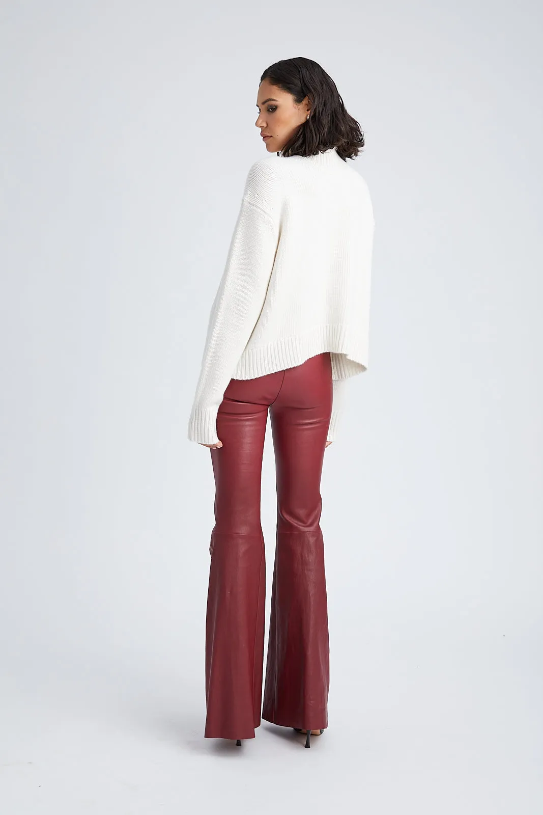 Crimson Leather Ultra Flare Pants