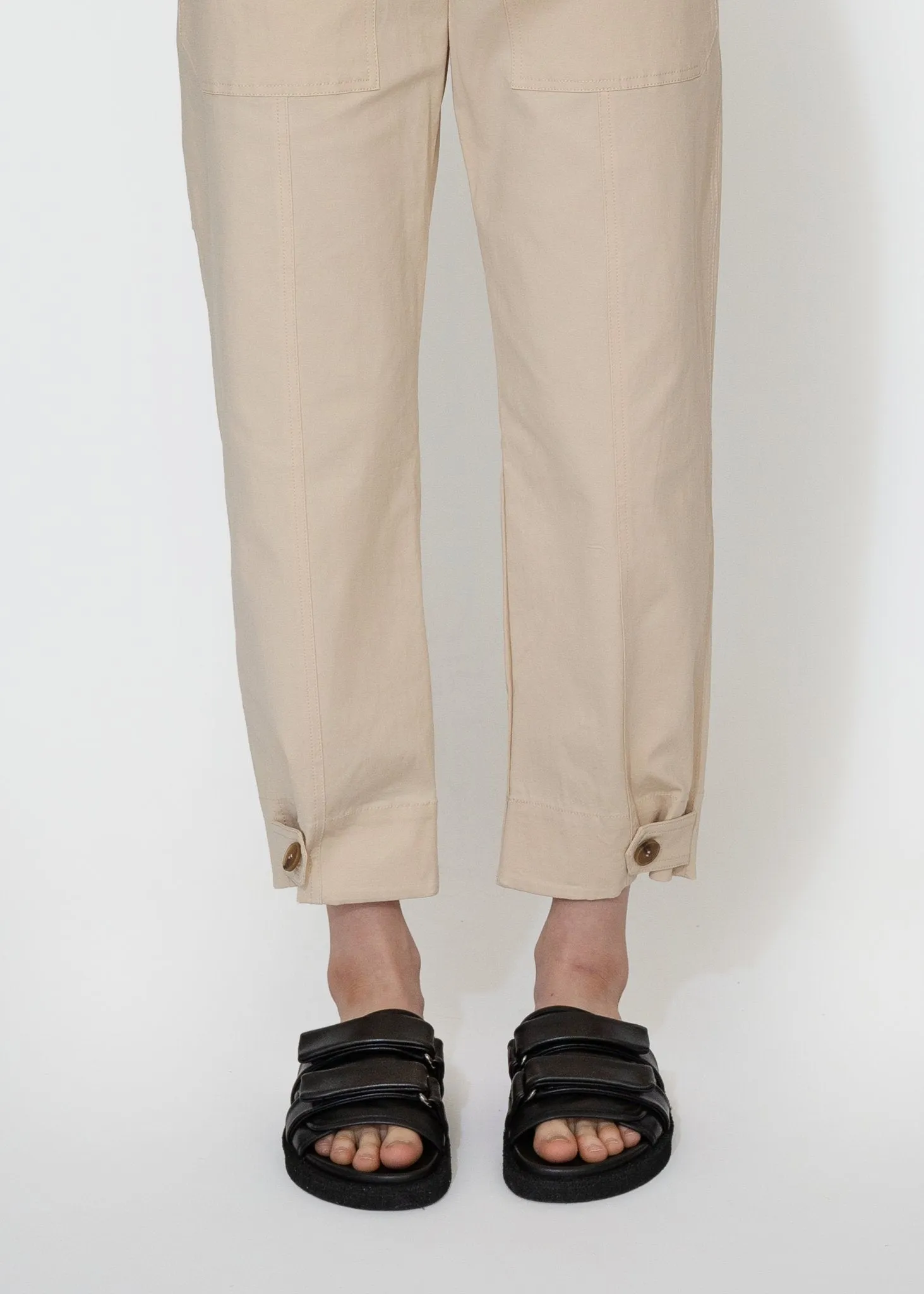 Cropped Workwear Pants in Light Beige