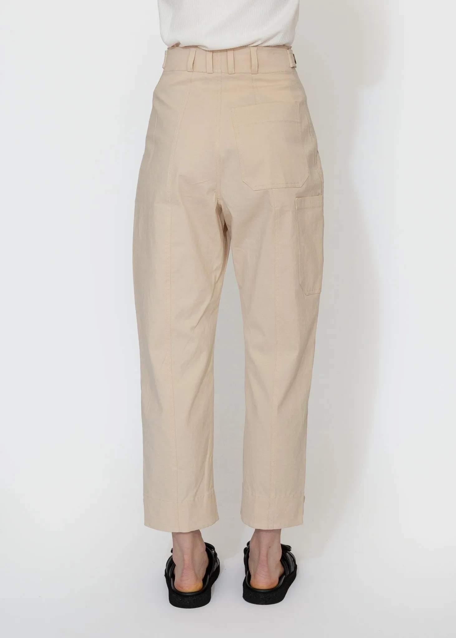 Cropped Workwear Pants in Light Beige