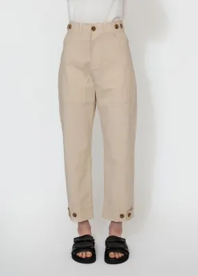 Cropped Workwear Pants in Light Beige