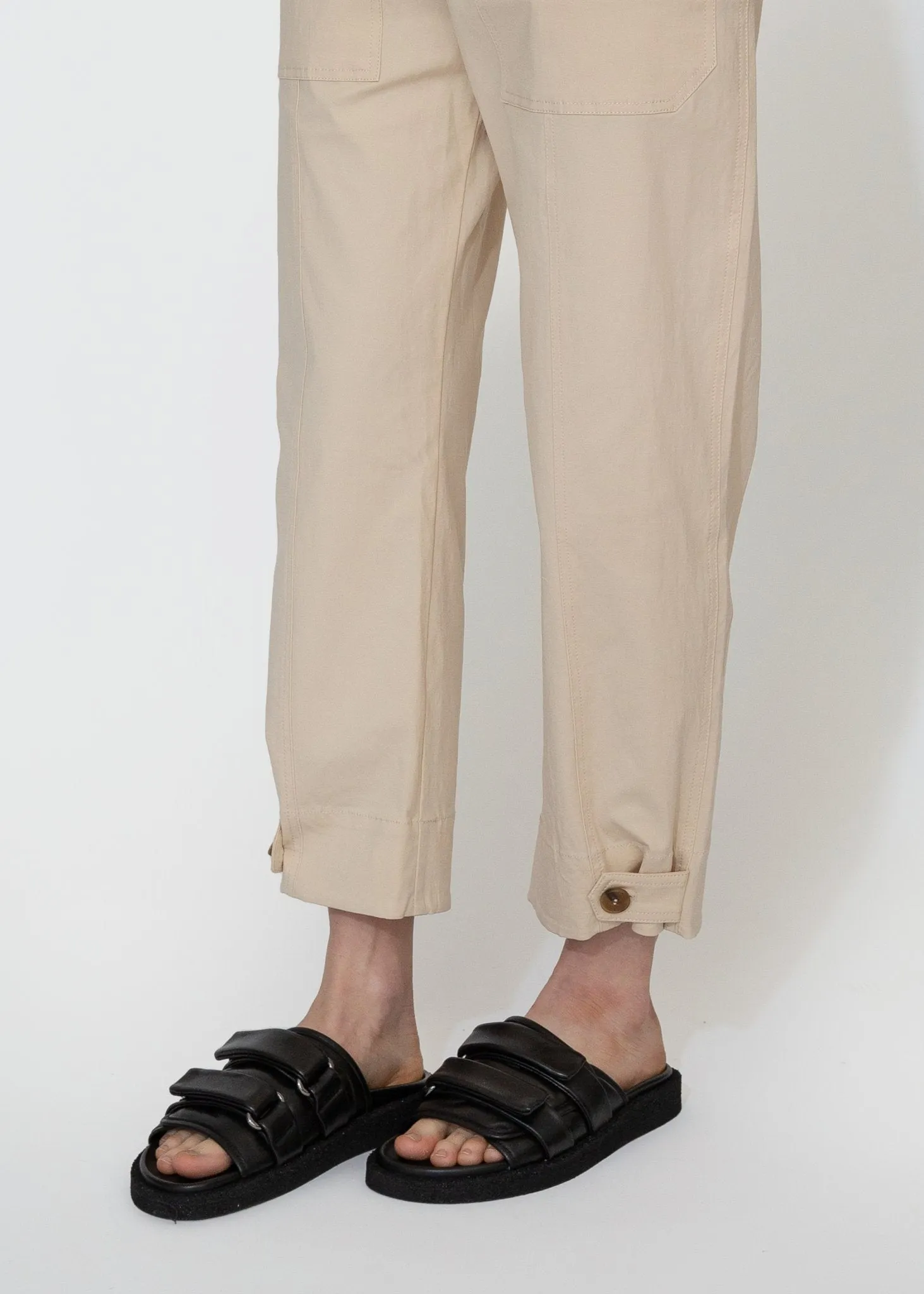 Cropped Workwear Pants in Light Beige