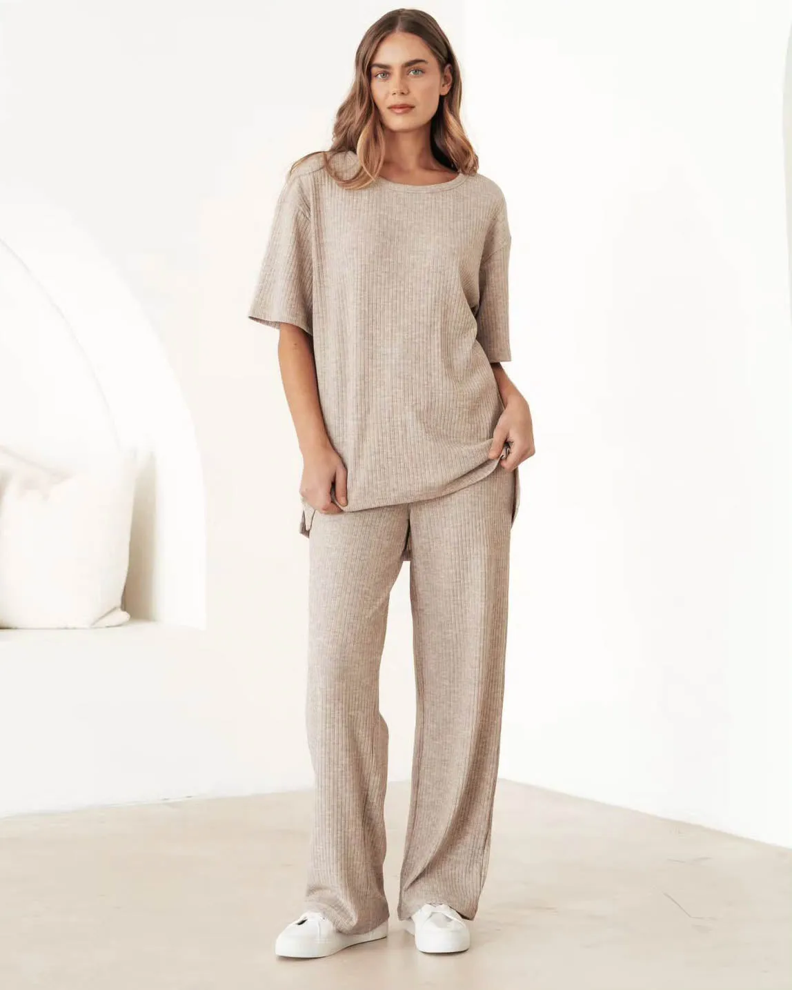 Daciana Knit Pants Beige