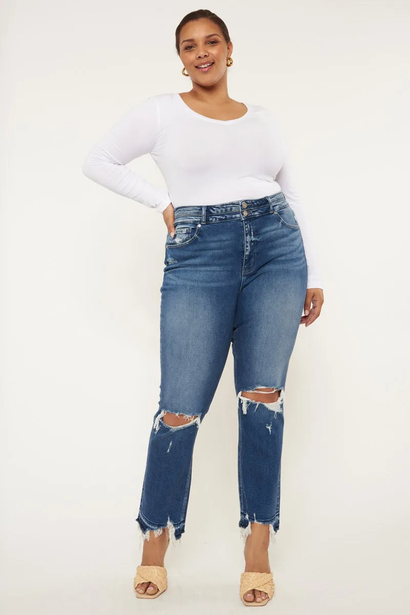 Damila High Rise Slim Straight Jeans (Plus Size)