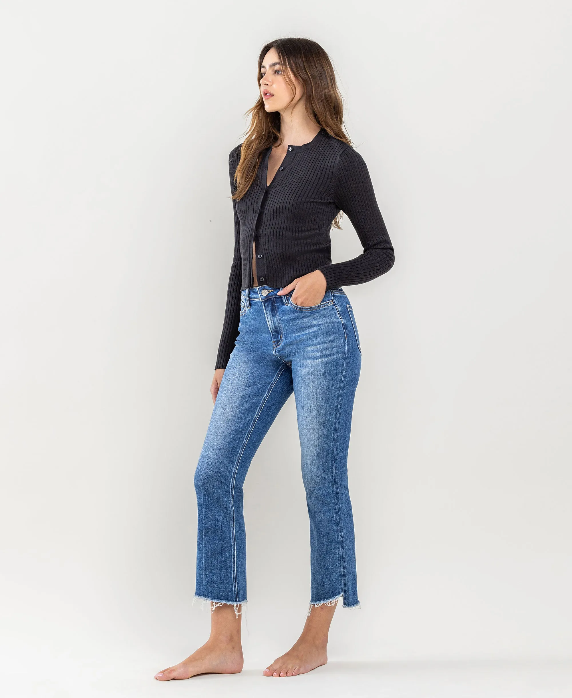 Encouragingly - High Rise Step Hem Kick Flare Jeans