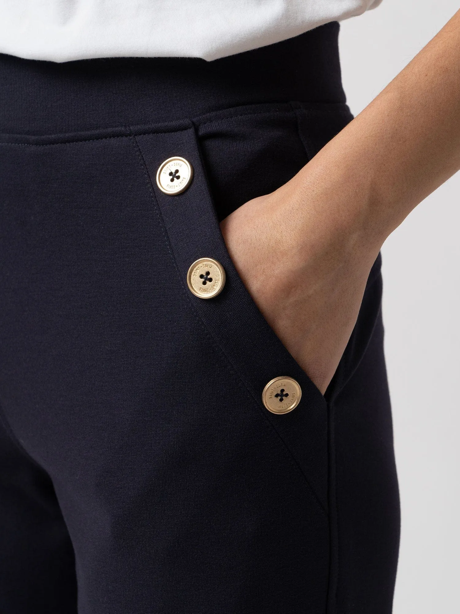 Finsbury Button Pant - Navy