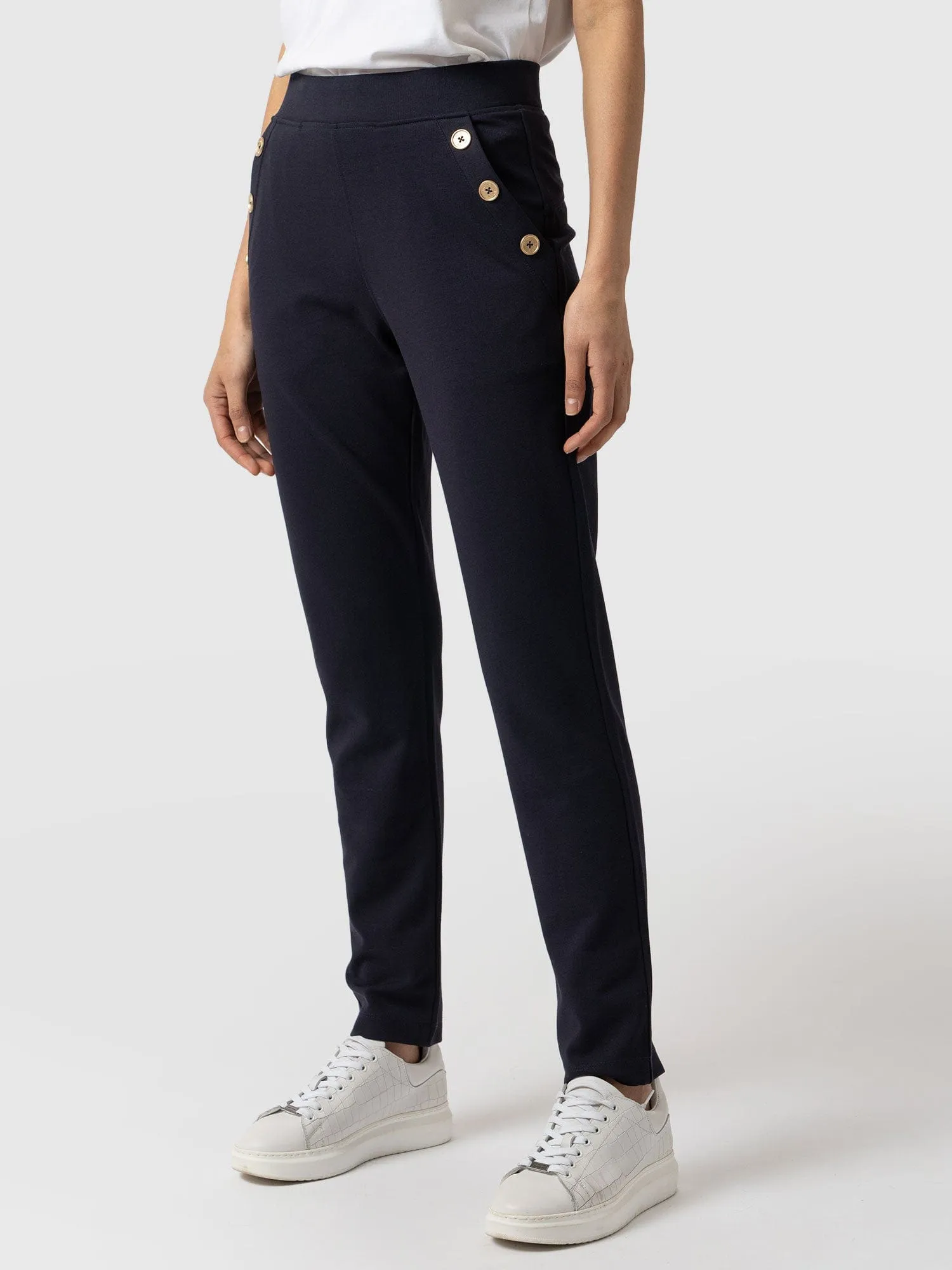 Finsbury Button Pant - Navy