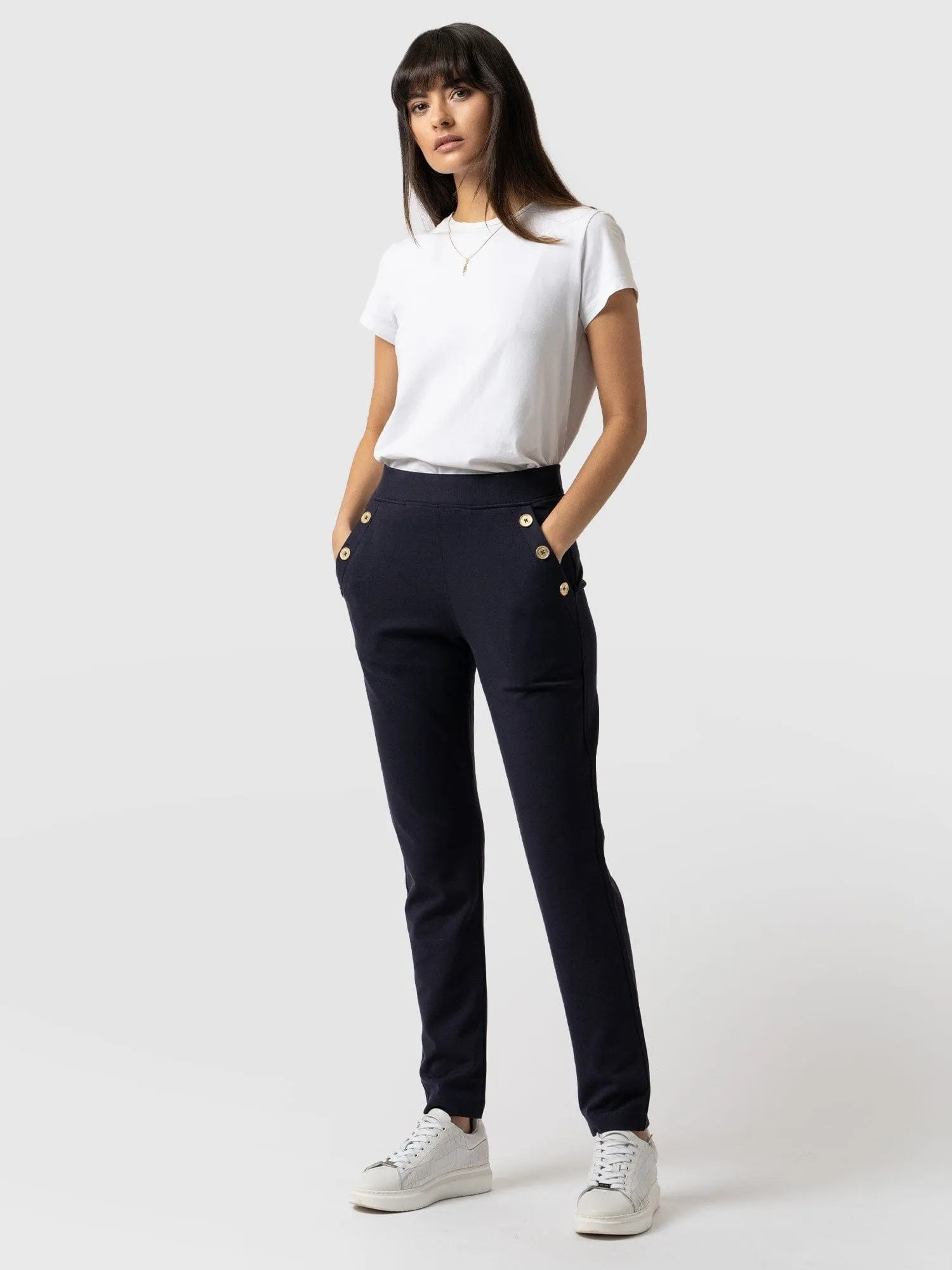 Finsbury Button Pant - Navy