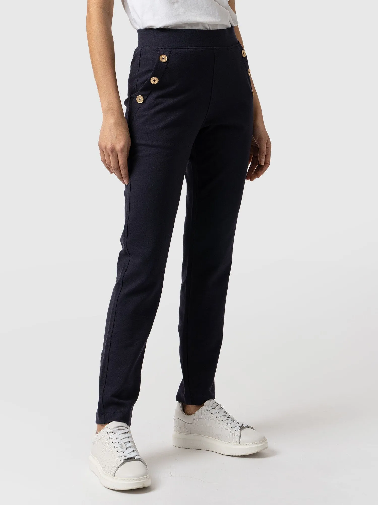 Finsbury Button Pant - Navy