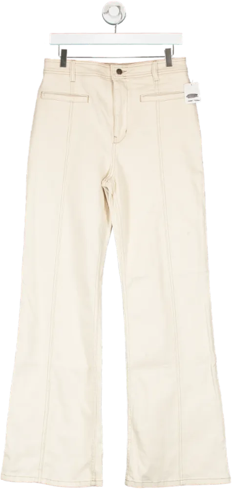 Free People Cream Firecracker Flare Star Pocket denim jeans In Ivory Combo W31