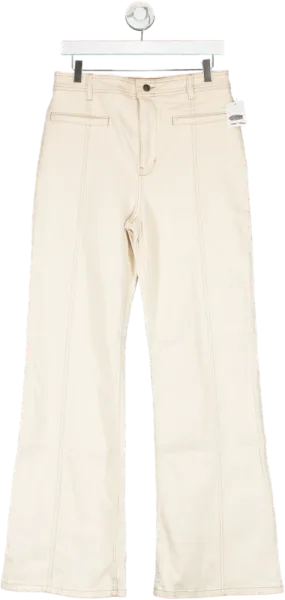 Free People Cream Firecracker Flare Star Pocket denim jeans In Ivory Combo W31