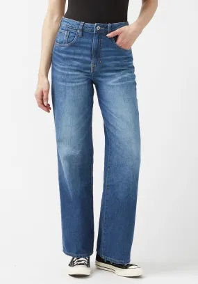 High Rise Wide Leg Addie Women's Jeans in Antique Sanded Blue - BL15817