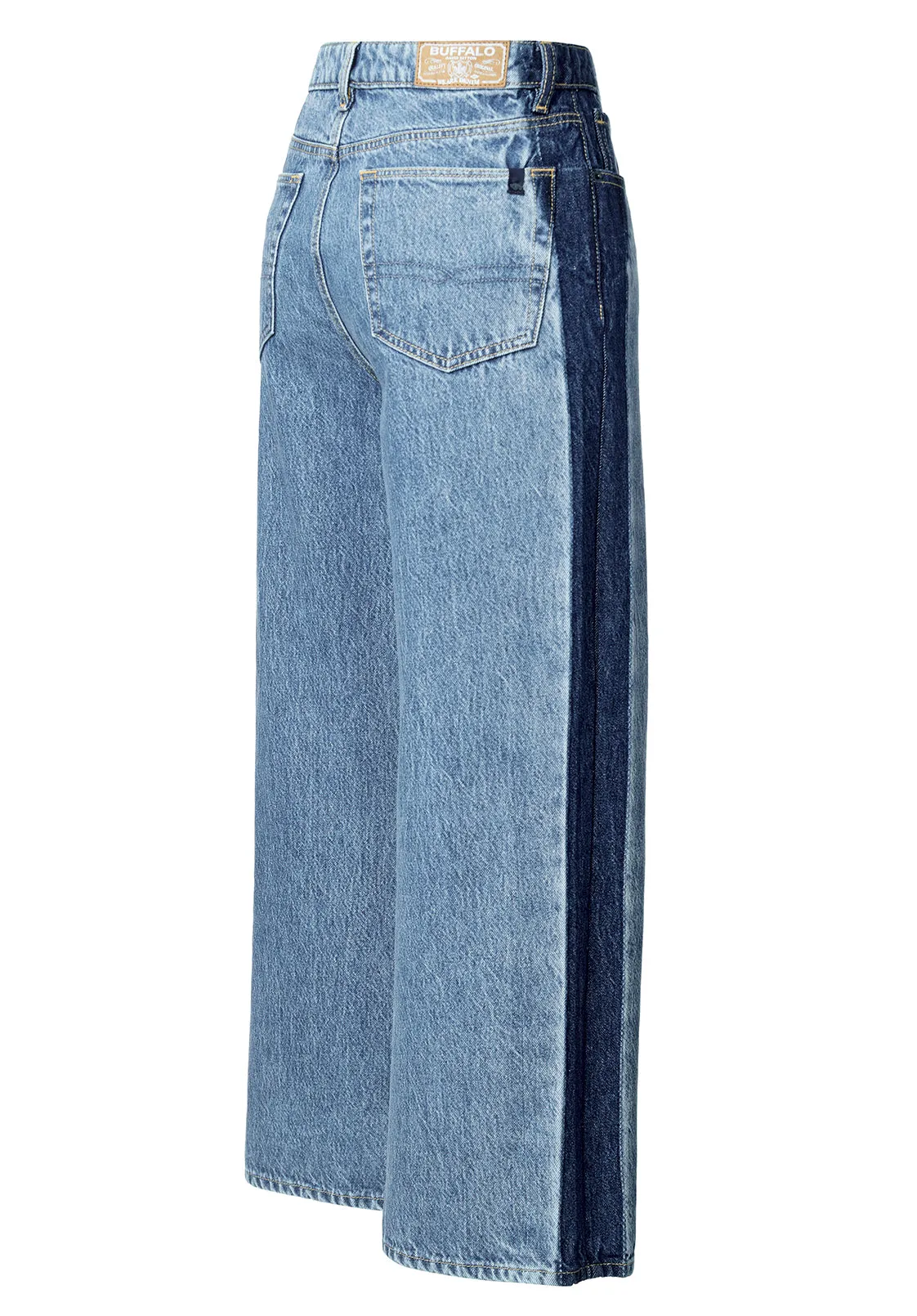 High Rise Wide Leg Addisson Women’s Cropped Jeans in Shadow Wash Blue - BL15896