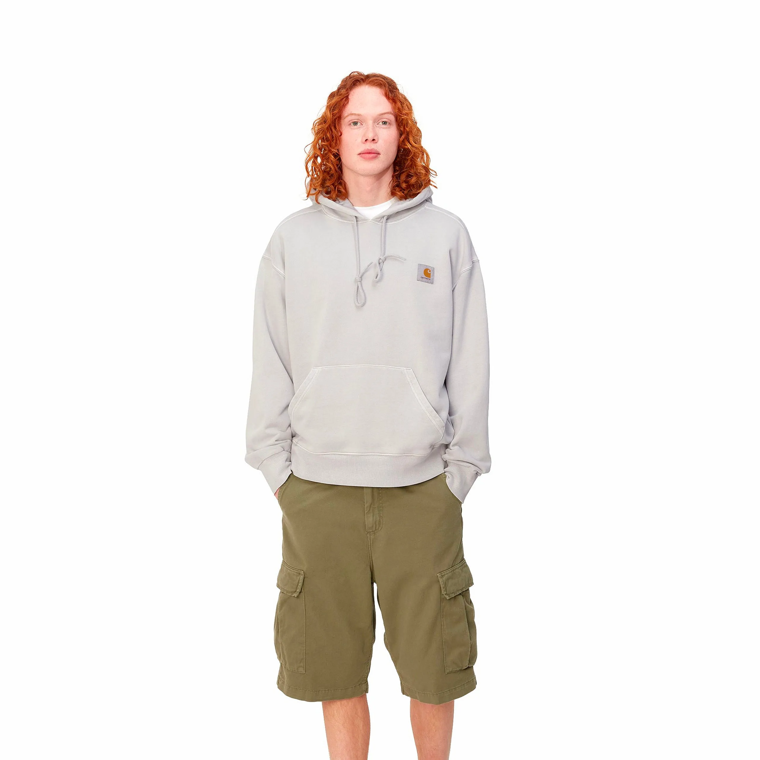 HOODED NELSON SWEAT SONIC SILVER GARMENT DYED