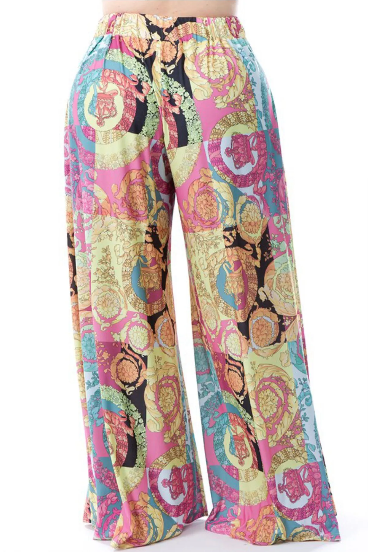 HP-Pink paisley palazzo pants-XL