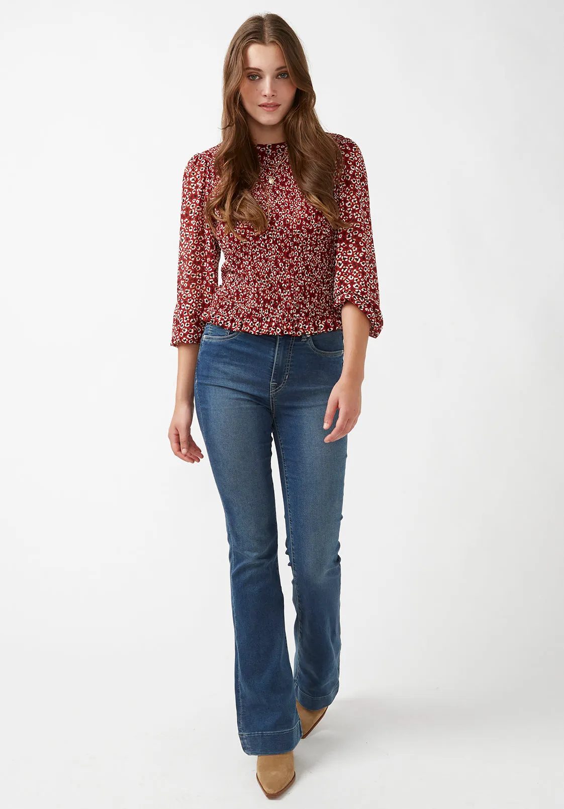 Joplin High Rise Flared Women's Jeans in Blue - BL15942