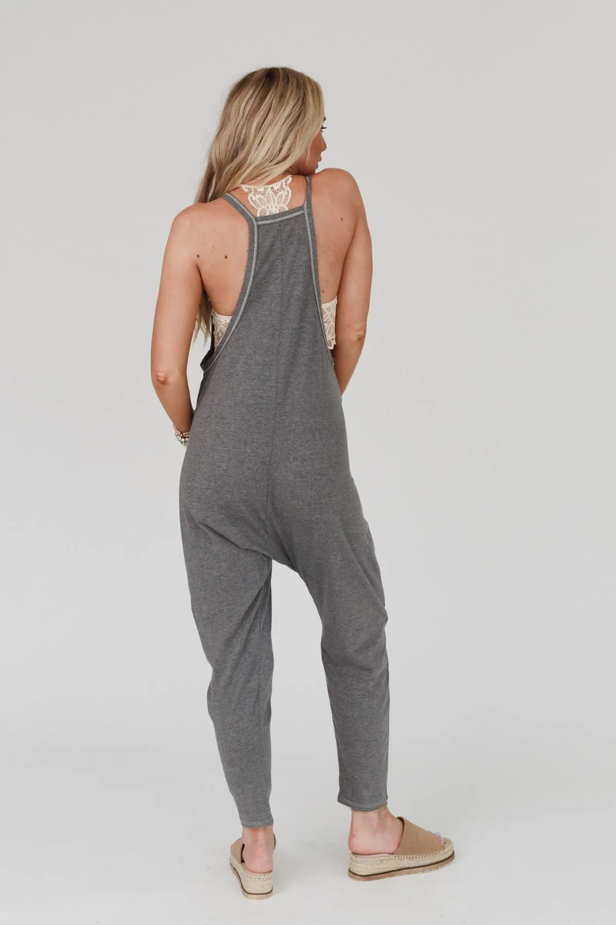 Jump To It Harem Jumpsuit - Charcoal