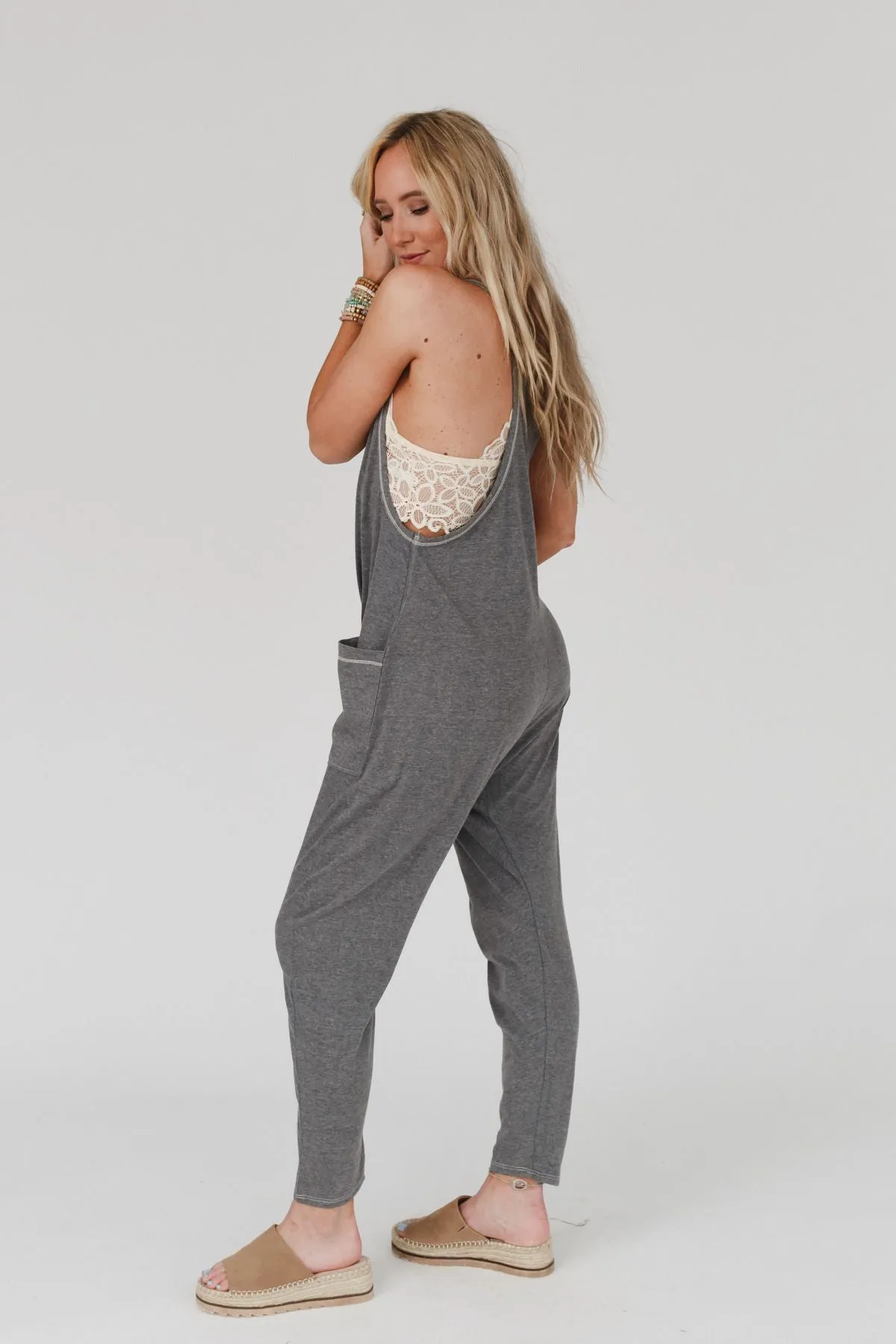 Jump To It Harem Jumpsuit - Charcoal