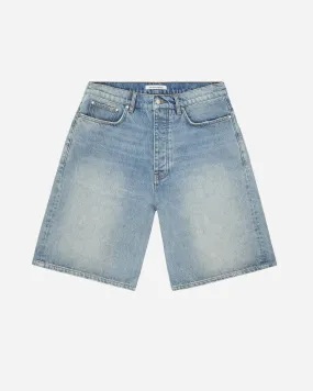 Light-Wash Wide Leg Denim Shorts