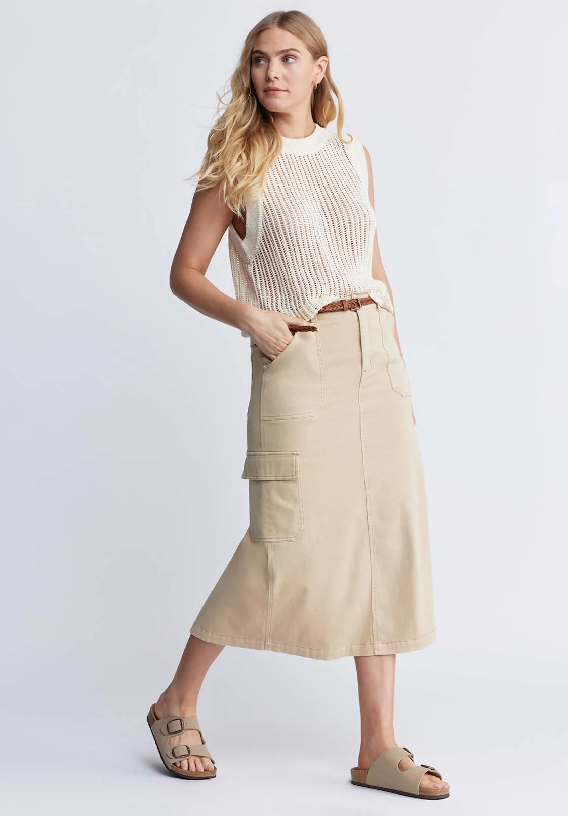 Matilde Women’s Cargo Skirt in Beige - WS0010P