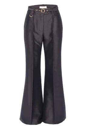 Natura Black Belted Flare Leg Pant