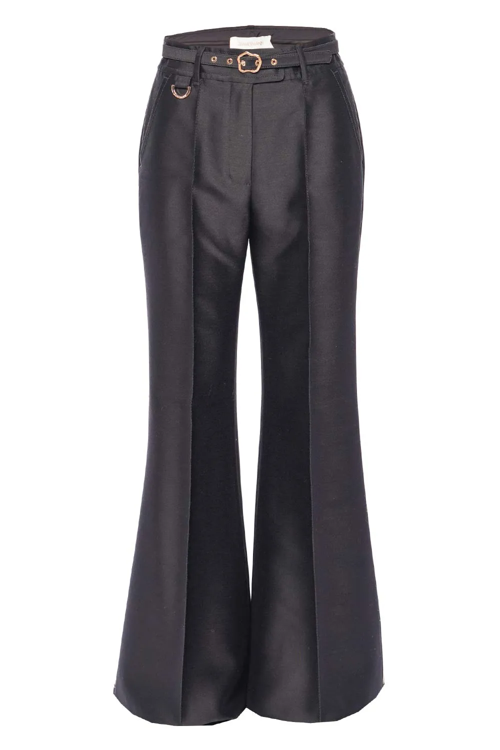 Natura Black Belted Flare Leg Pant